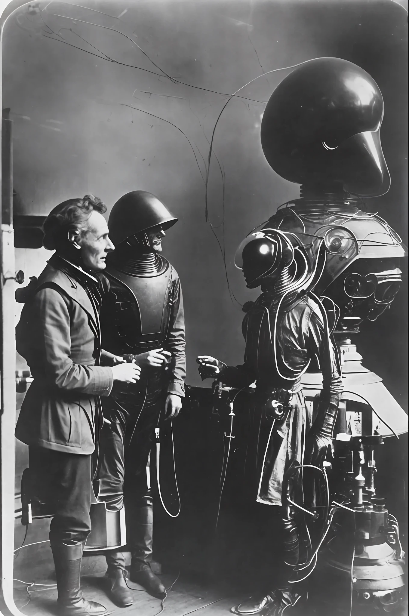 photo of an alien talking to scientist on a ship, UFO, extraterrestrial, 1870s, he is in the hospital, photorealistic, (Lomography Lady Grey)