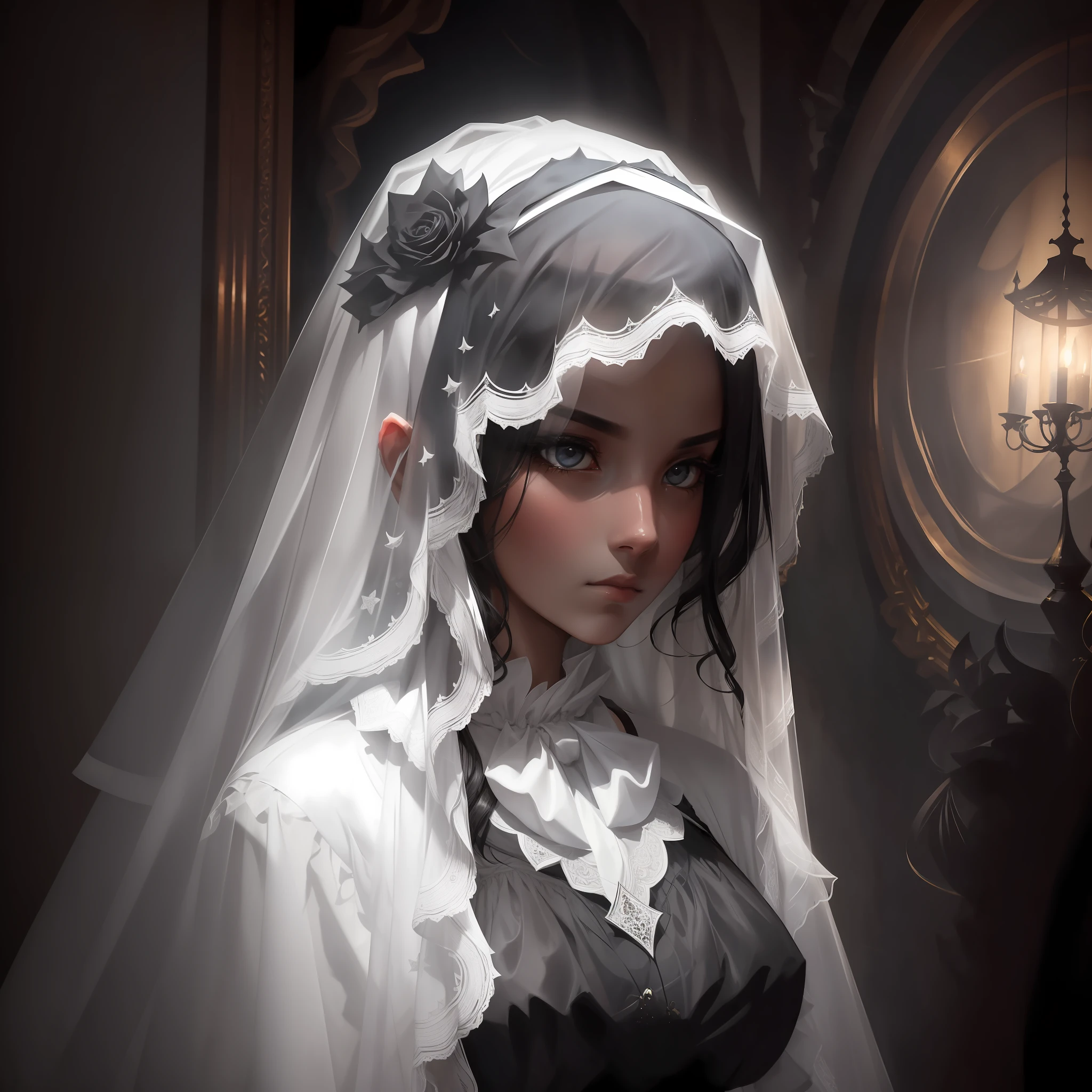 It was a dark night when a mysterious woman, wearing a white veil that contrasted with her grim gaze.