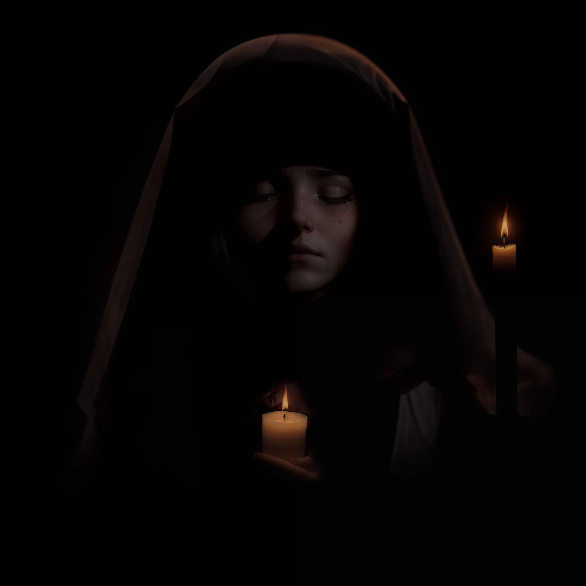 [10:48, 06/14/2023] .: The woman, with the veil that wrapped around her face, knelt down. A sense of resignation and determination enveloped his being. With her eyes fixed on the small extinguished flame, she raised her trembling hands towards her face, as if preparing for an arduous task.
[10:49, 06/14/2023] .: Slowly, the woman began to shed tears from her eyes, but they were no ordinary tears. They were tears made from the melted wax of the candle, a symbol of the emotional burden and pain the candle carried with it. The expression of anguish on his face intensified as tears streamed down his eyes and marked his pale skin.
[10:52, 6/14/2023] .: The woman's lips trembled as she bit them hard, trying to contain the pain that now flooded her. Her eyes remained open, allowing the wax to flow freely down her cheeks and discomfort to take over her expression. Torment was visible on her face as she struggled to bear the weight of the pain she had assumed.
[10:52, 14/06/2023] .: In a moment of exhaustion, her eyes closed, and she clenched her lips with her teeth, seeking an escape valve for the intense pain that consumed her. Every drop of wax that dripped from her eyes was a testament to the sacrifice she was willing to make, absorbing the anguish of the candle for herself.