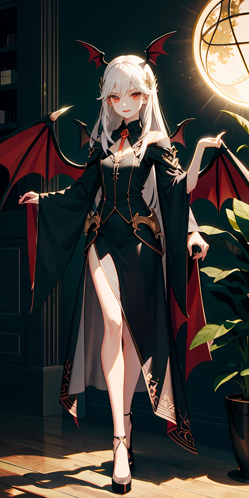 vampire, plant, plant goddess, wings, tall, 3d