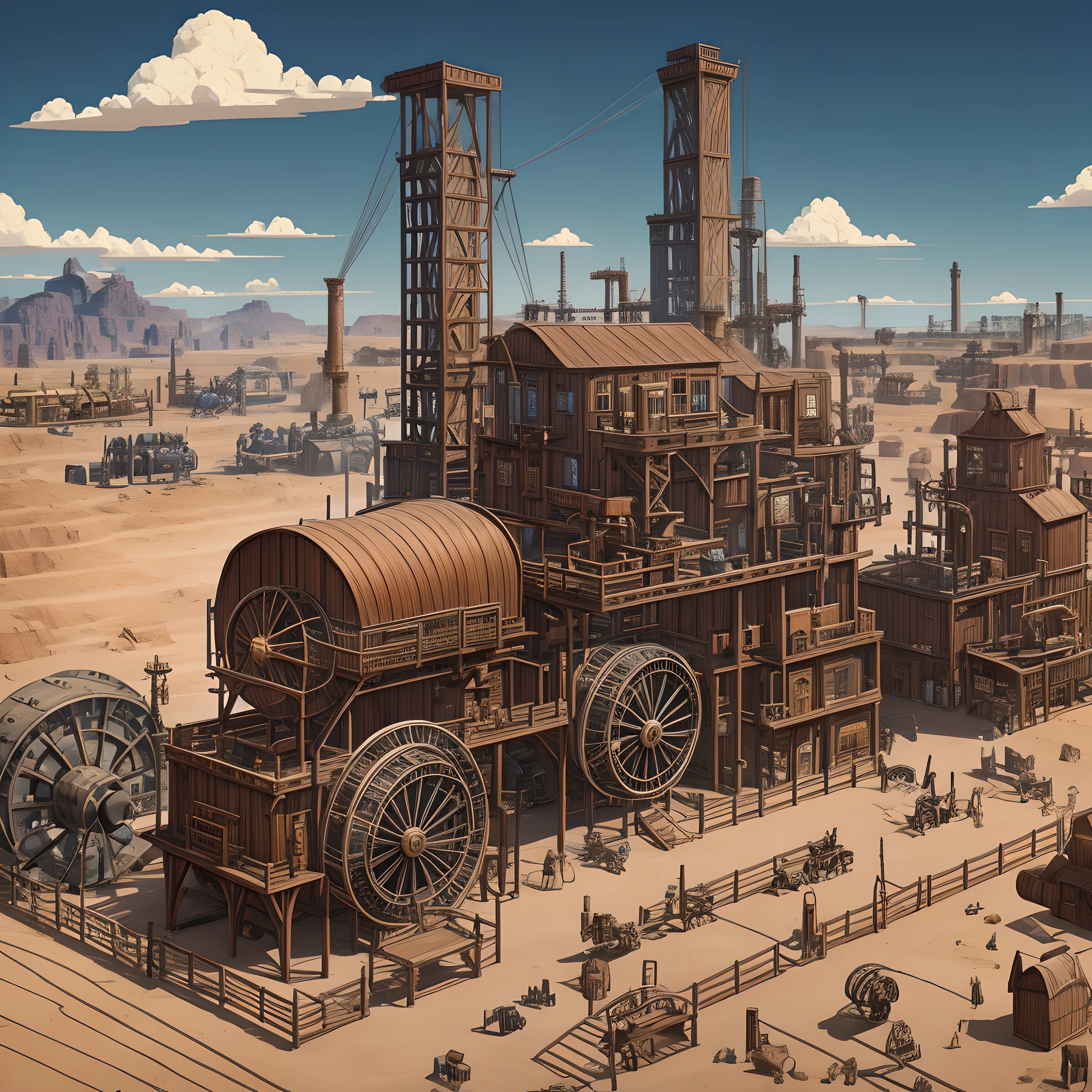 a computer generated model of a spinning machine, gumroad, wild west theme, highly detailed environment, orthographic perspective, inspired by Samuel F. B. Morse, kingdoms of ether, highly detailed shot, inspired by Steve Prescott, steel mill, loom, papercraft, rtx engine --auto --s2