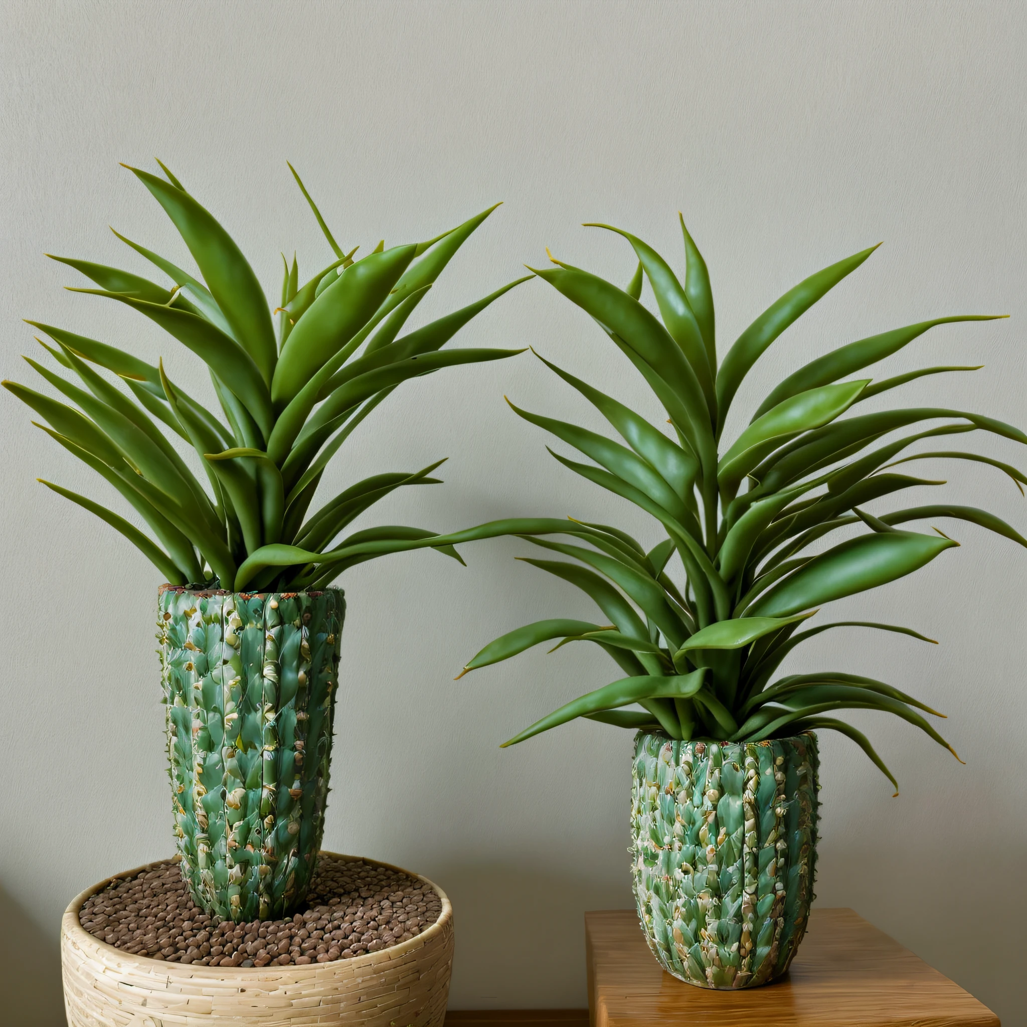 Realistic photo of a vase with cacti, professional, detailed photo
