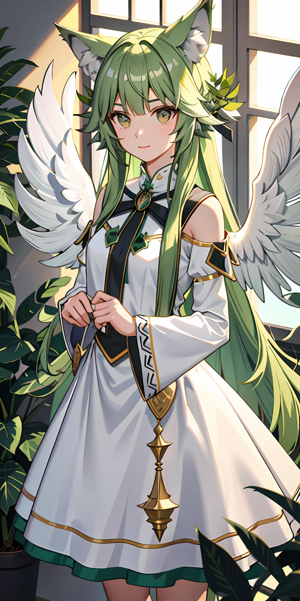 wolf ears, plant, plant goddess, wings, tall, 3d