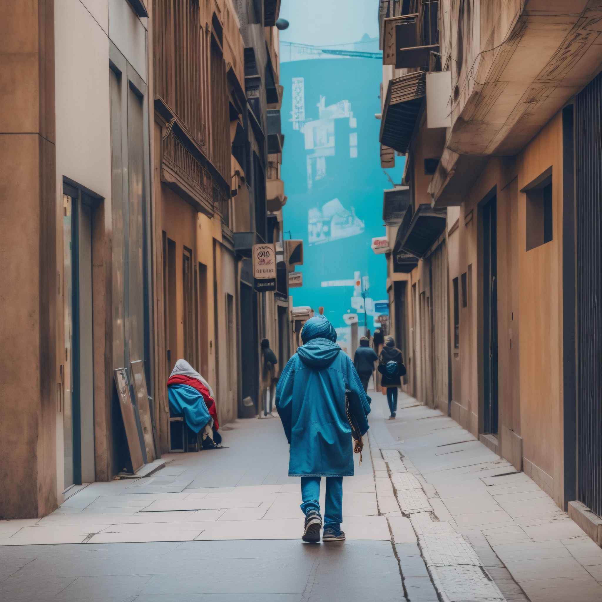 a homeless woman walking down the street --auto --s2