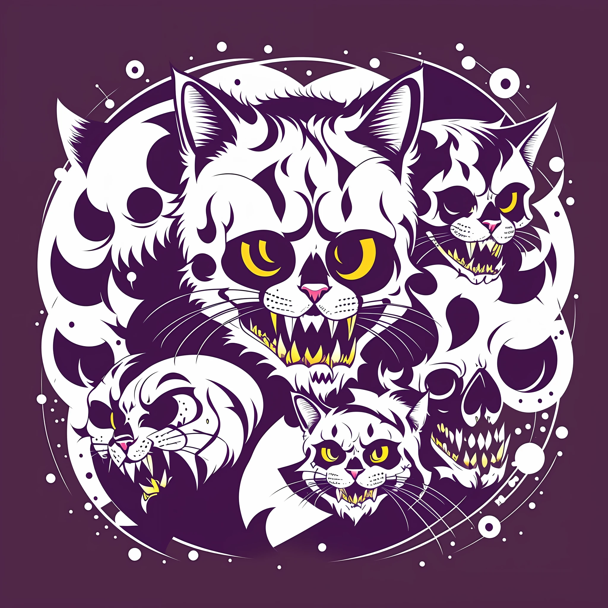 Cat mascot skull style, t-shirt design, super cute, 2d, vector, flat