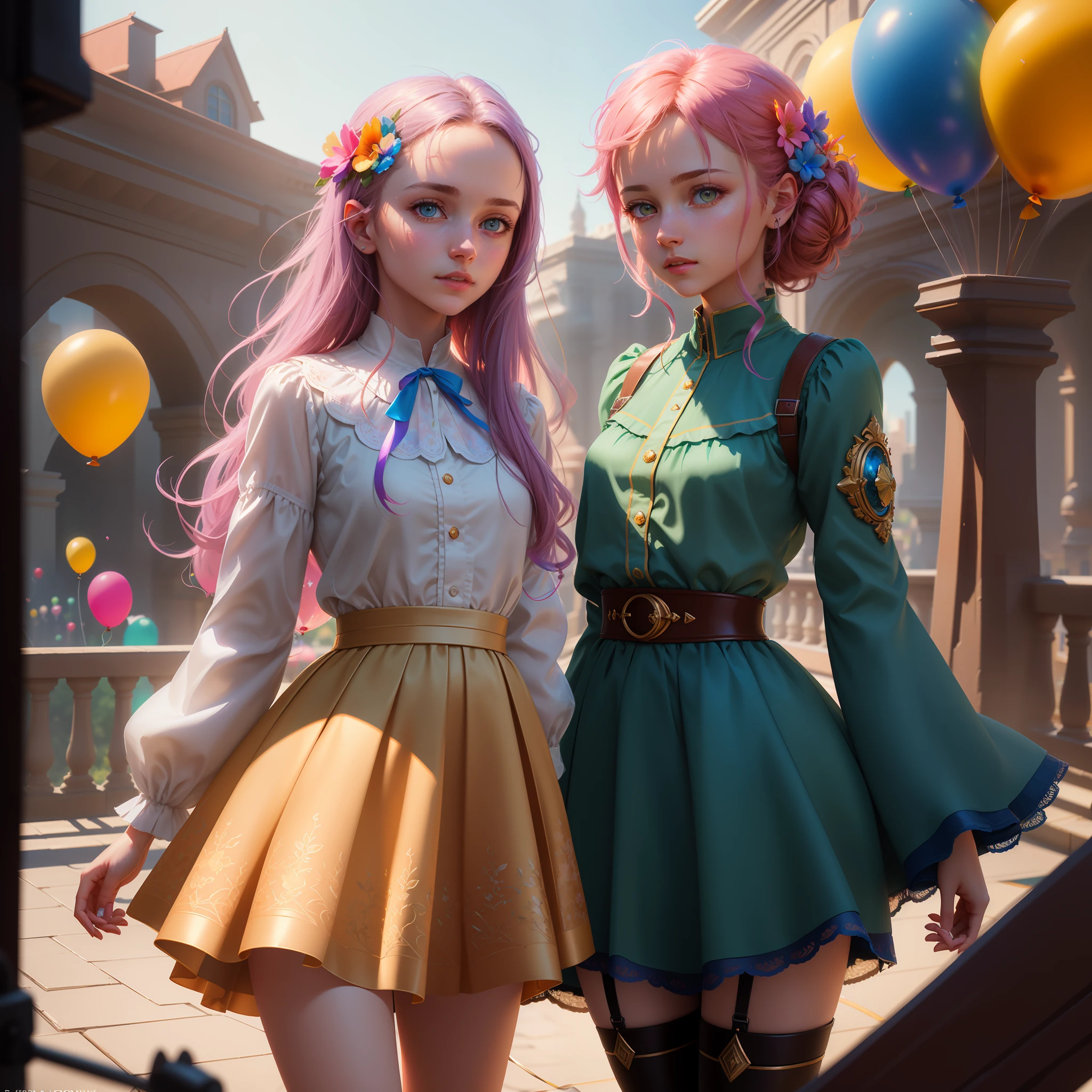 Highly detailed color RAW photography, beautiful young girl, (brothel), back, (slim), (detailed skin), (detailed lips), (detailed eyes), (rainbow bridge: 1.4), (balloon: 1.1), (sci-fi setting) (detailed face), (figures), detailed eyes, chromatic aberration, depth of field, soft lighting, masterpiece, best quality, intricate, (reflection: 0.7), (bloom: 0.7), particle effects, ray tracing, tone mapping, high detail, concept art, smoothness, sharp focus, dramatic lighting, highly detailed illustrations, cinematography, hyper-realistic painting, trends on Artstation, 8K, incredible shadows, realism (highly detailed background: 1.2), art by midjourney