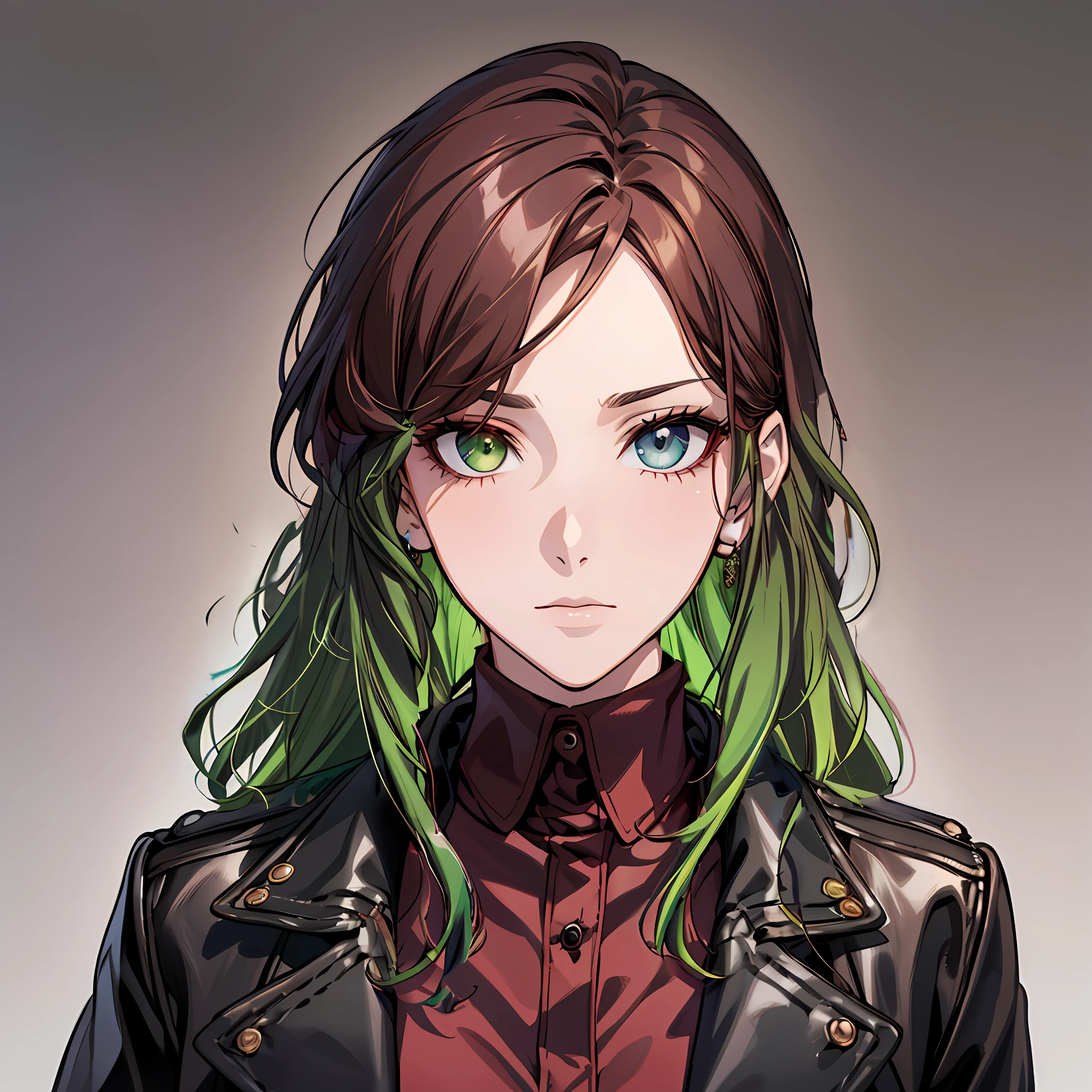 8k, (masterpiece, best quality: 1.2), strong green locks, green hair, no light