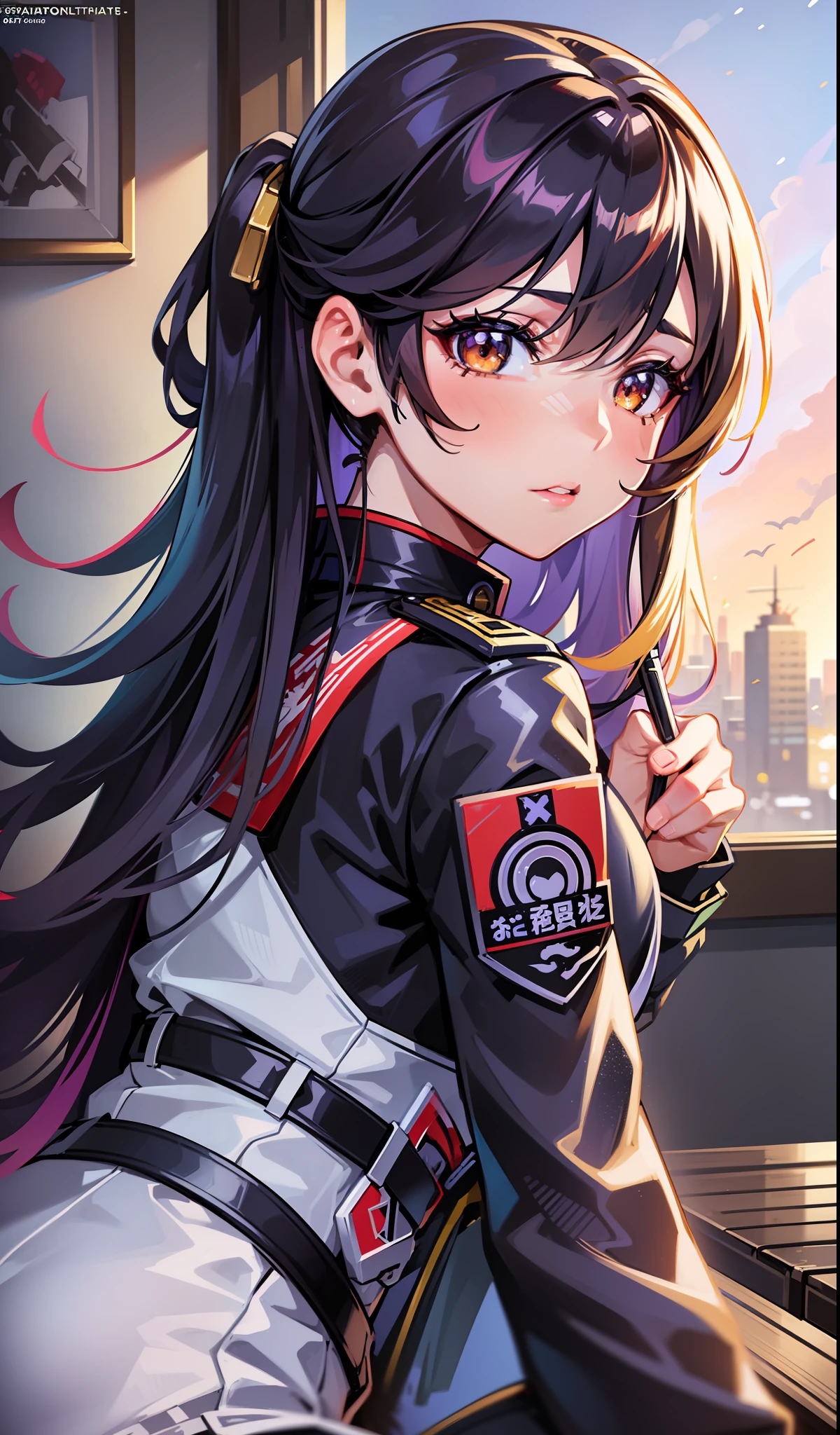 a close up of a woman in a uniform sitting on a desk, seductive anime girl, extremely detailed artgerm, marin kitagawa fanart, beautiful alluring anime woman, 8k high quality detailed art, misato katsuragi, from girls frontline, attractive anime girl, fine details. girls frontline, smooth anime cg art, detailed anime artwork