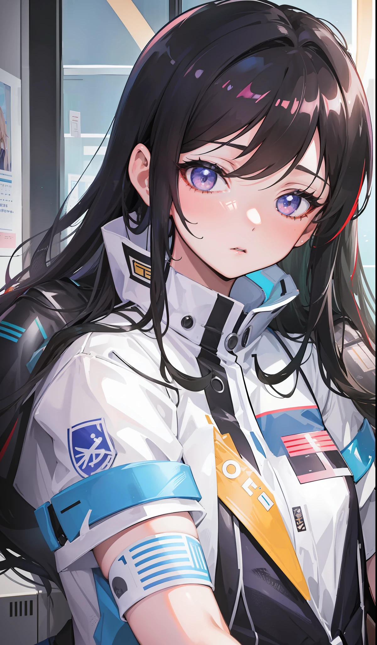 a close up of a woman in a uniform sitting on a desk, seductive anime girl, extremely detailed artgerm, marin kitagawa fanart, beautiful alluring anime woman, 8k high quality detailed art, misato katsuragi, from girls frontline, attractive anime girl, fine details. girls frontline, smooth anime cg art, detailed anime artwork