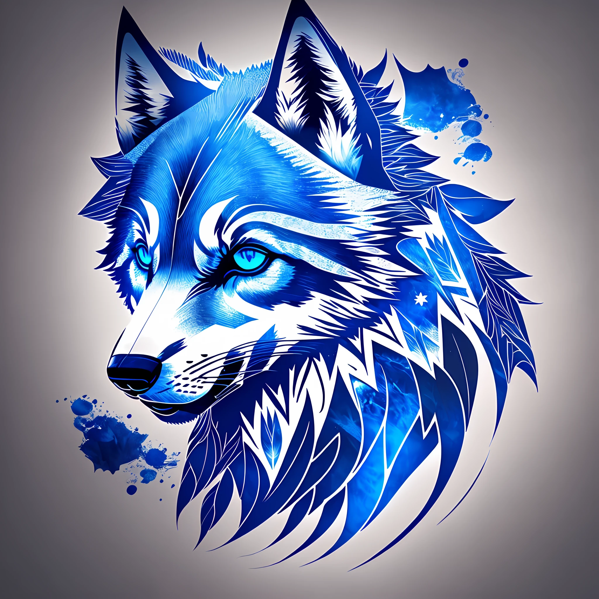 Logo with TEAM WOLVES writing, wolf line art logo, black and dark blue background, bright blue, minimal and solid — WOLVES --auto --s2