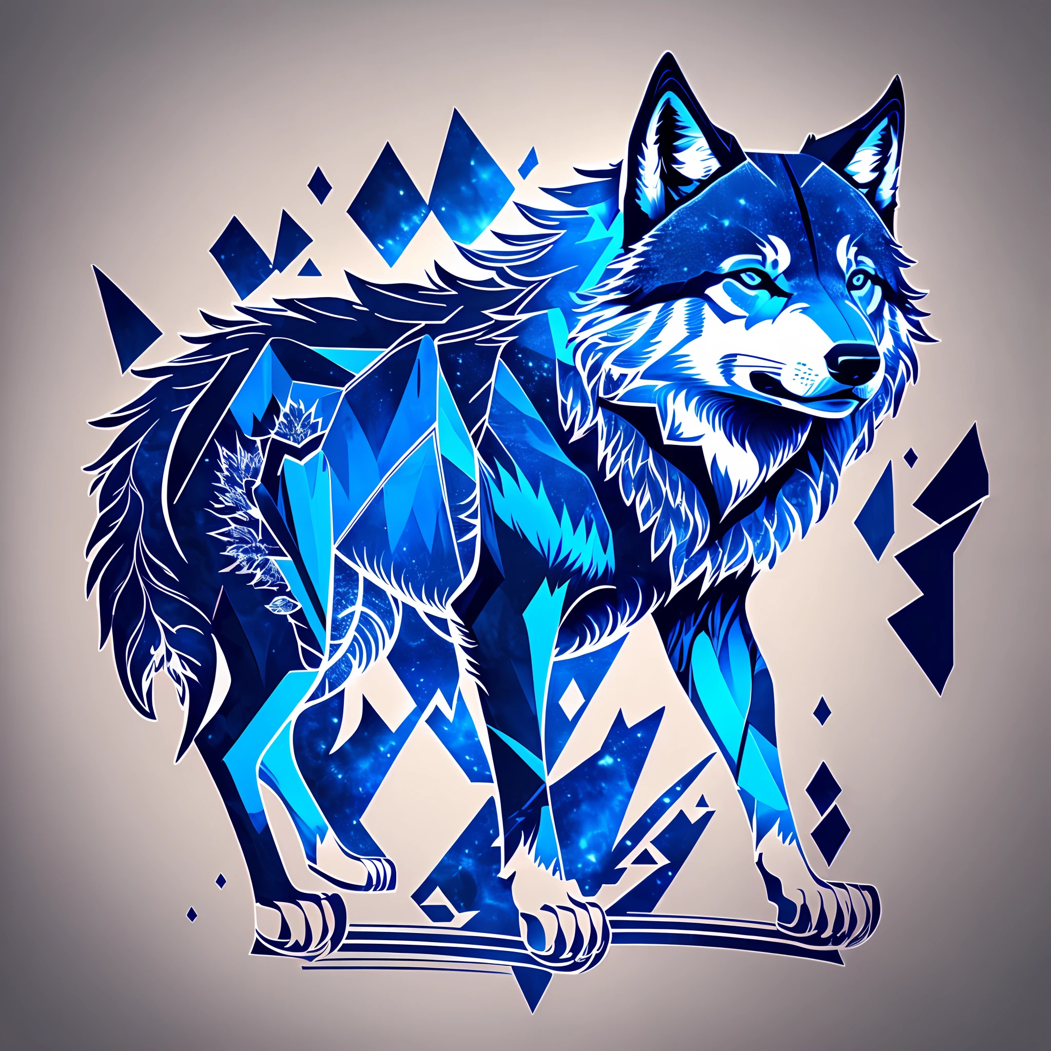 Logo with TEAM WOLVES writing, wolf line art logo, black and dark blue background, bright blue, minimal and solid — WOLVES --auto --s2