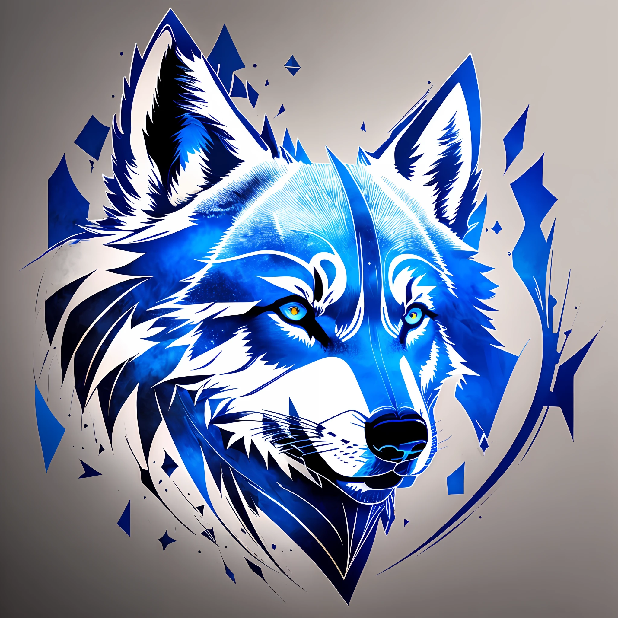 Logo with TEAM WOLVES writing, wolf line art logo, black and dark blue background, bright blue, minimal and solid — WOLVES --auto --s2