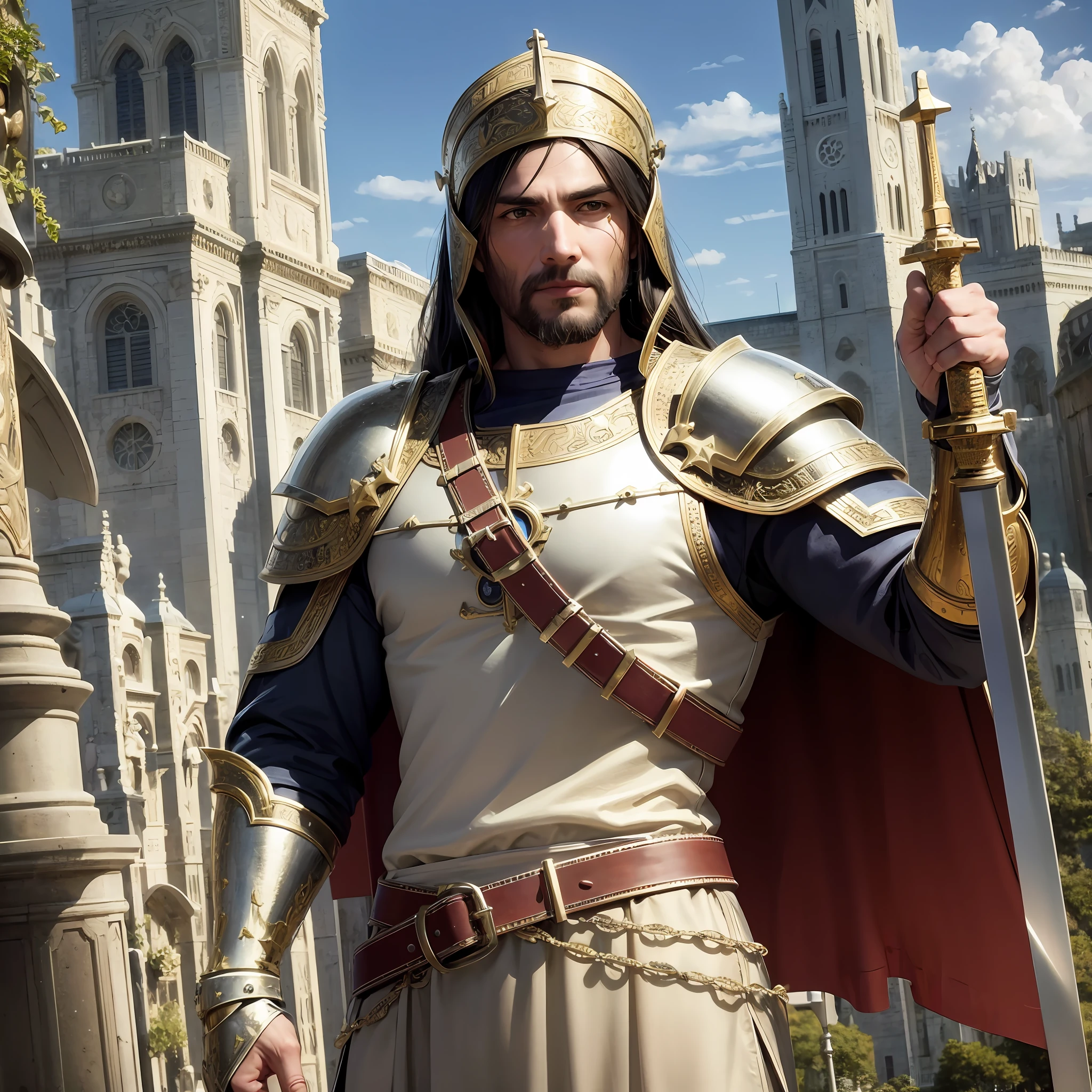 Make Jesus with an armor and sword, HDR, realistic, comic, masterpiece --auto --s2