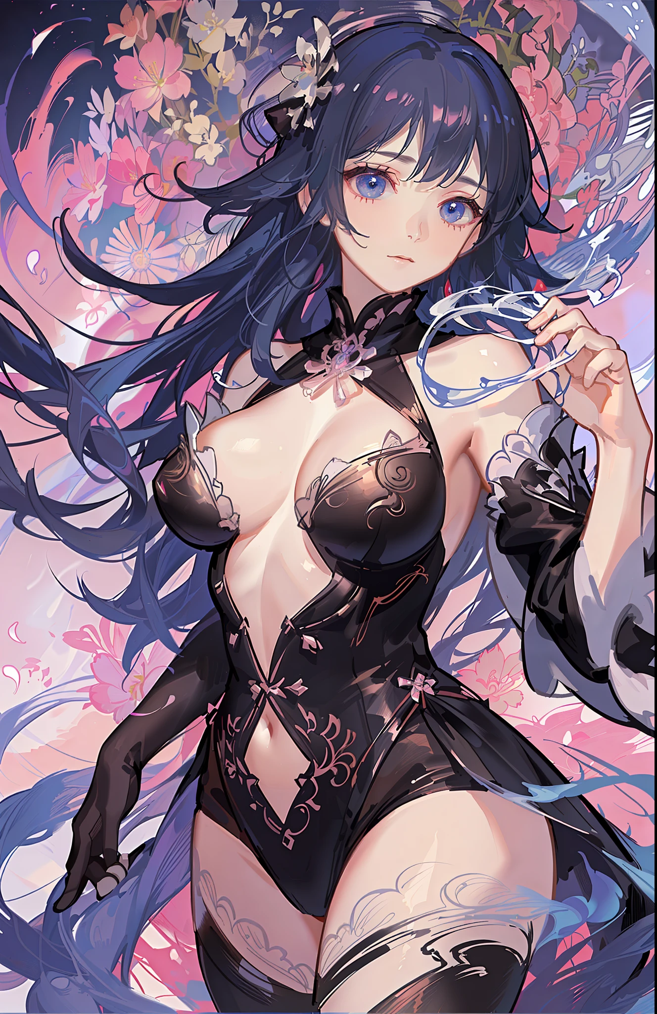 official art, unity 8k wallpaper, ultra detailed, beautiful and aesthetic, masterpiece, best quality, (zentangle, mandala, tangle, entangle), (fractal art:1.3) , 1girl, big breast, extremely detailed, dynamic angle, cowboyshot, the most beautiful form of chaos, elegant, a brutalist designed, vivid colours, romanticism, by james jean, roby dwi antono, ross tran, francis bacon, michal mraz, adrian ghenie, petra cortright, gerhard richter, takato yamamoto, ashley wood, atmospheric, ecstasy of musical notes, streaming musical notes visible