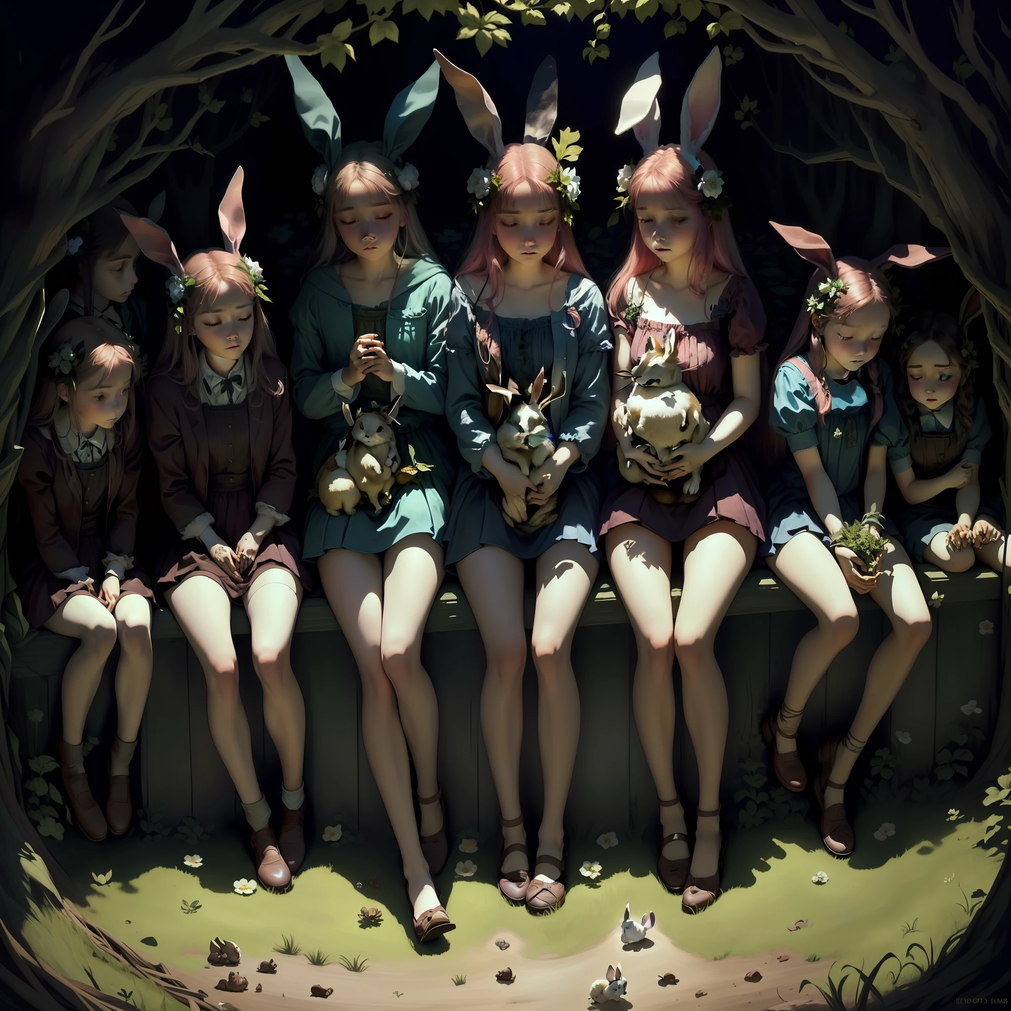 The big rabbit is sick, two rabbits look, three rabbits buy medicine, four rabbits boil, five rabbits die inexplicably, six rabbits lift, seven rabbits dig a hole with their heads stuffy, eight rabbits come to bury, the small tombstone of the dark forest, is the cold corpse of the rabbit, the cry of sorrow is long gone, the sun slowly crawls out, the nine rabbits are sad on the ground, and the ten rabbits ask why? Nine rabbits said that five rabbits would never come back