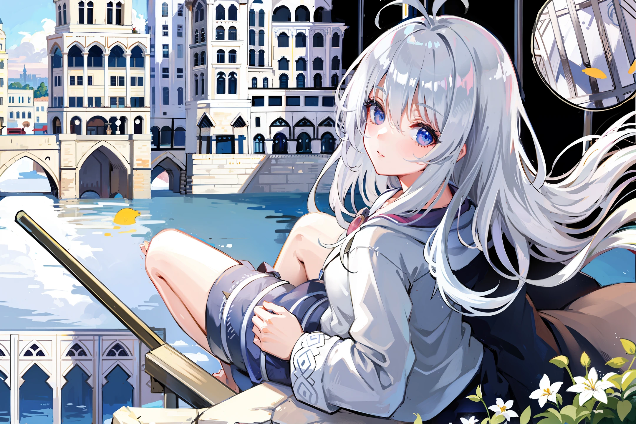 lamprey, silver-haired, ancient city, girl