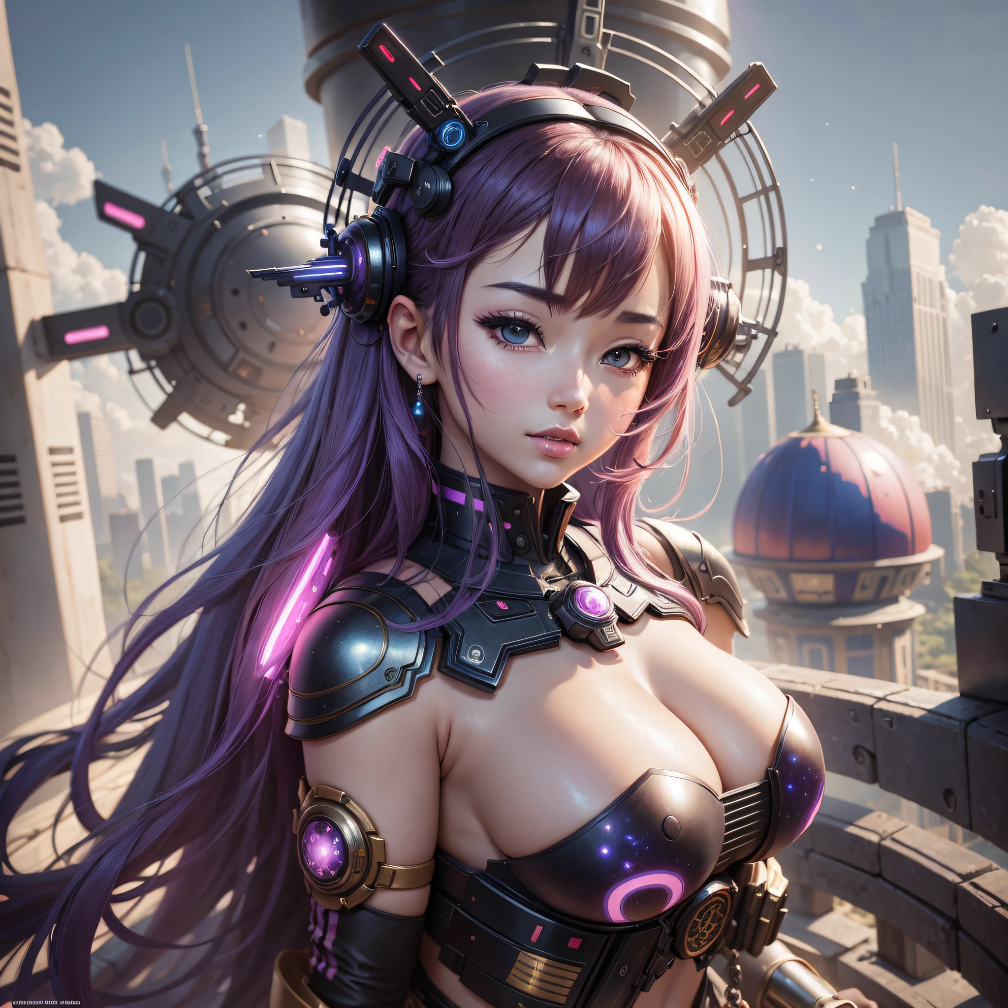 oriental theme breasts anime girl wallpaper in futuristic galaxy ultra realistic 8k super realistic detailed --auto --s2