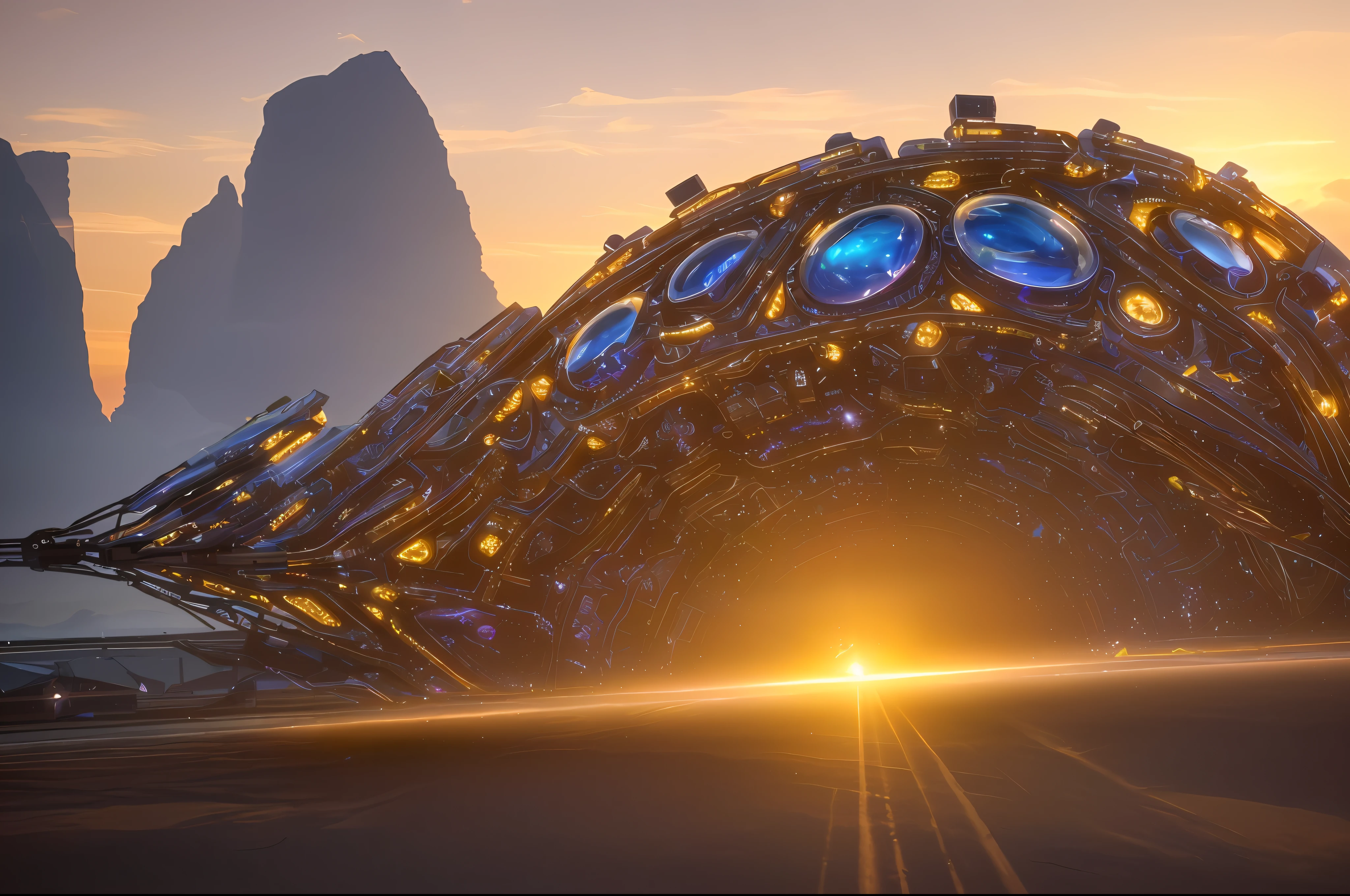 Realism style, space, galaxy, ((8K quality)), ((realism)), futuristic city, masterpiece, epic, majestic, best quality, very high resolution, 8k, hdr, digital photography, clear beautiful, iridescent, transparent, translucent, reflection, refraction, diffraction, caustic, volumetric light, volumetric shadow, (very detailed and refined: 1.2), (very detailed and beautiful: 1.2), partially backlit, ( Lighting outside the sunset frame and nearby lighting: 1.3), (realistic lighting: 1.2), (dynamic colors from lighting: 1.2), (complex details: 1.3), hyper-detailed, surreal, (sharp focus: 1.2), (SFW: 1.2),