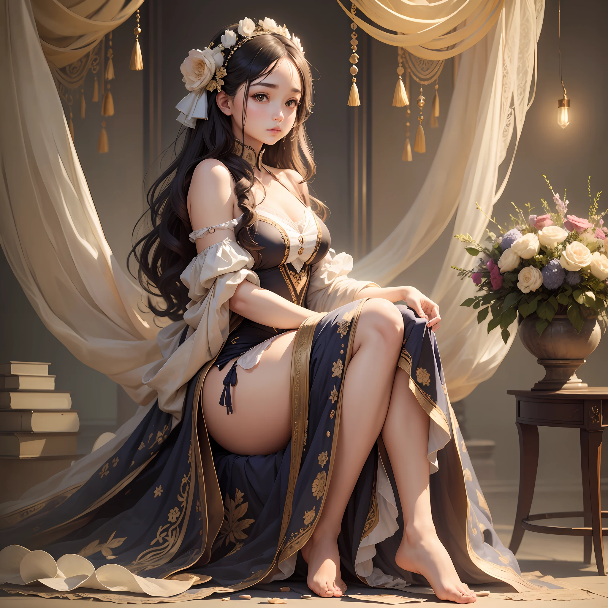 1 girl, curvy, charming, delicate facial features, face coordination, good temperament, beautiful appearance, proportion coordination, no sense of violation, hand/foot coordination, beautiful bare feet, small and exquisite, in line with aesthetic standards --auto --s2