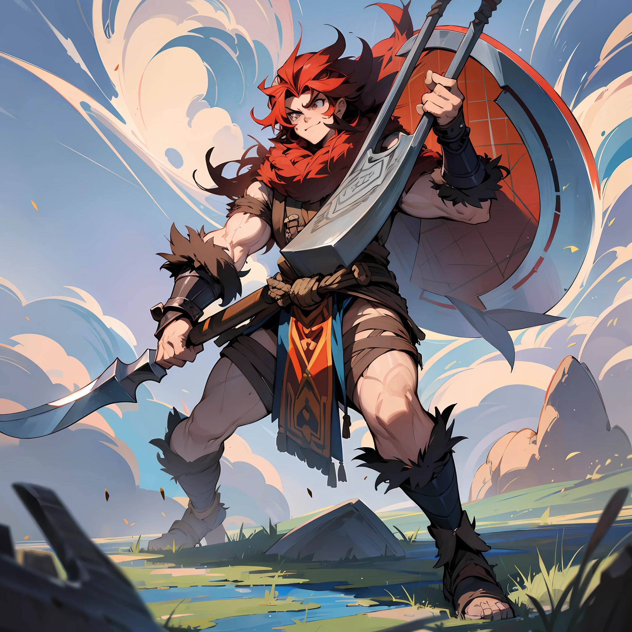 Giant barbarian with goatee with two-handed axe --auto --s2