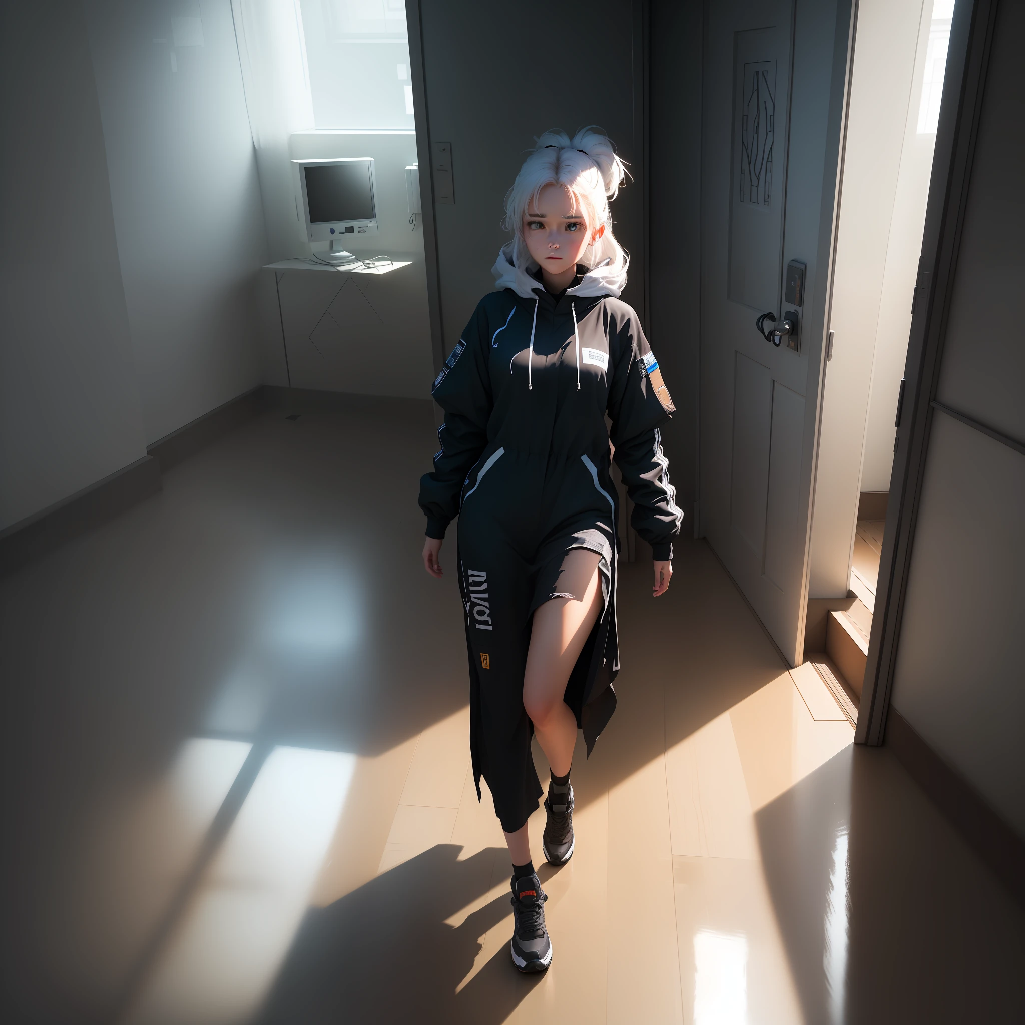 Masterpiece, best quality, (very detailed CG unity 8k wallpaper), (best quality), (best illustration), (best shadow), "I don't belong here, I don't care if it hurts, I want to have control, I want a perfect body, I want a perfect soul, I want you to pay attention, when I'm not around, you are so special, I hope I am special, but I'm a ghost, I'm a weirdo, what the hell am I doing here?" , I don't belong here, oh oh, she ran out the door, she's running", isometric 3D, octane rendering, ray tracing, very detailed