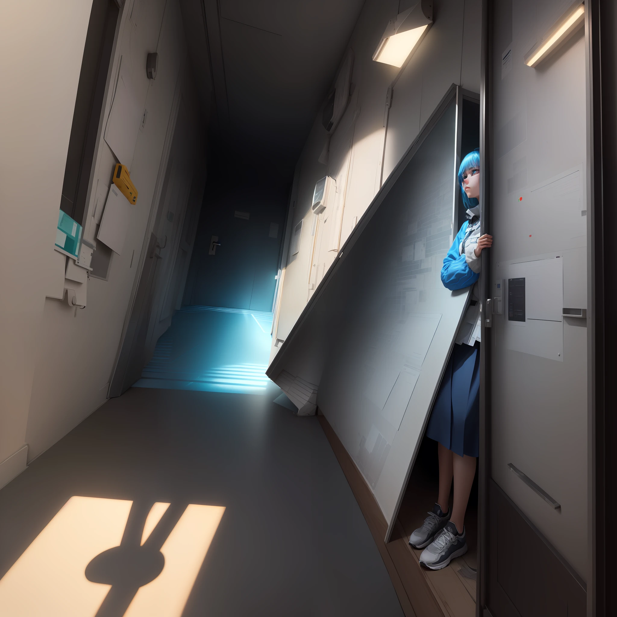 Masterpiece, best quality, (very detailed CG unity 8k wallpaper), (best quality), (best illustration), (best shadow), "I don't belong here, I don't care if it hurts, I want to have control, I want a perfect body, I want a perfect soul, I want you to pay attention, when I'm not around, you are so special, I hope I am special, but I'm a ghost, I'm a weirdo, what the hell am I doing here?" , I don't belong here, oh oh, she ran out the door, she's running", isometric 3D, octane rendering, ray tracing, very detailed