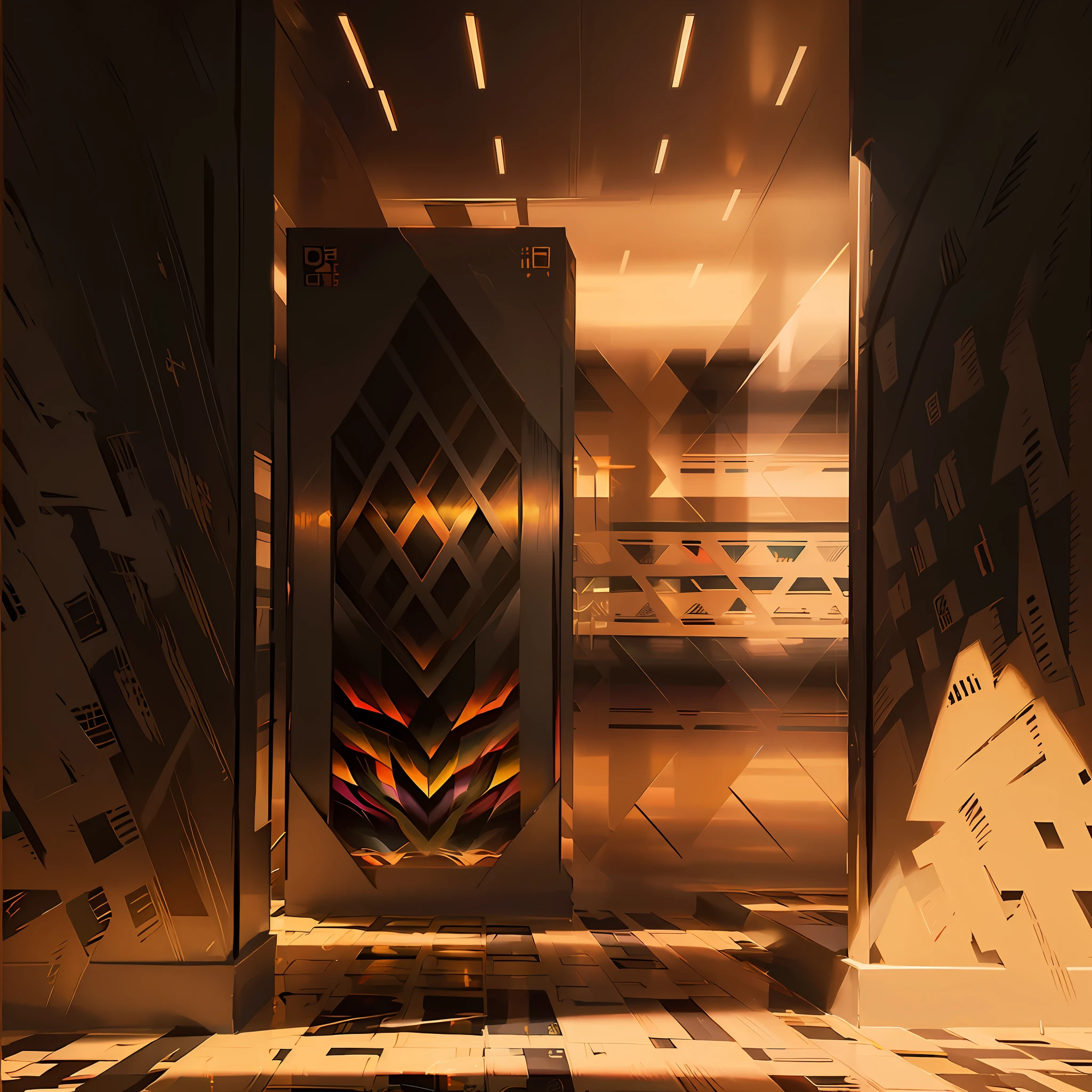 Artwork black painting geometric colors