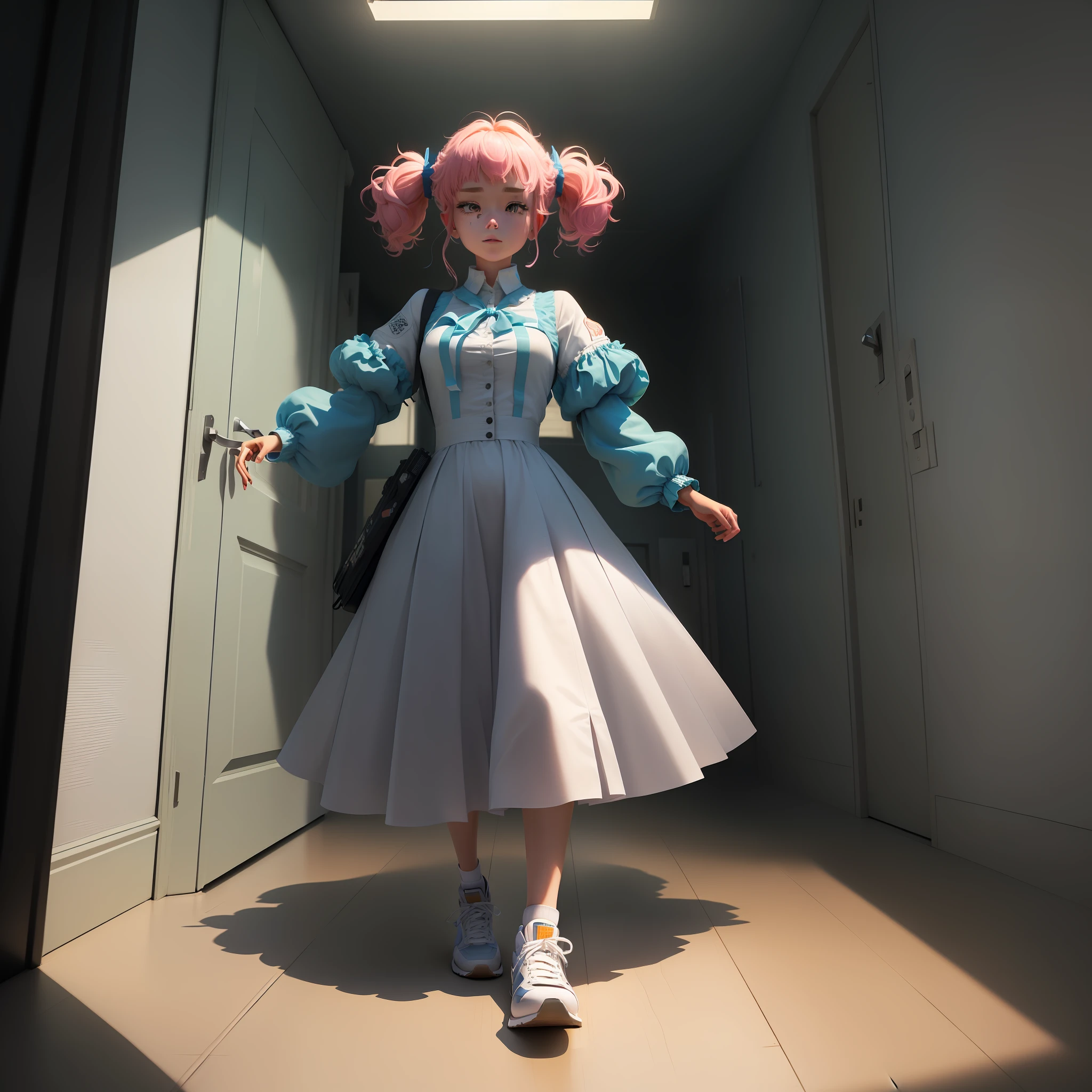 Masterpiece, best quality, (very detailed CG unity 8k wallpaper), (best quality), (best illustration), (best shadow), "I don't belong here, I don't care if it hurts, I want to have control, I want a perfect body, I want a perfect soul, I want you to pay attention, when I'm not around, you are so special, I hope I am special, but I'm a ghost, I'm a weirdo, what the hell am I doing here?" , I don't belong here, oh oh, she ran out the door, she's running", isometric 3D, octane rendering, ray tracing, very detailed
