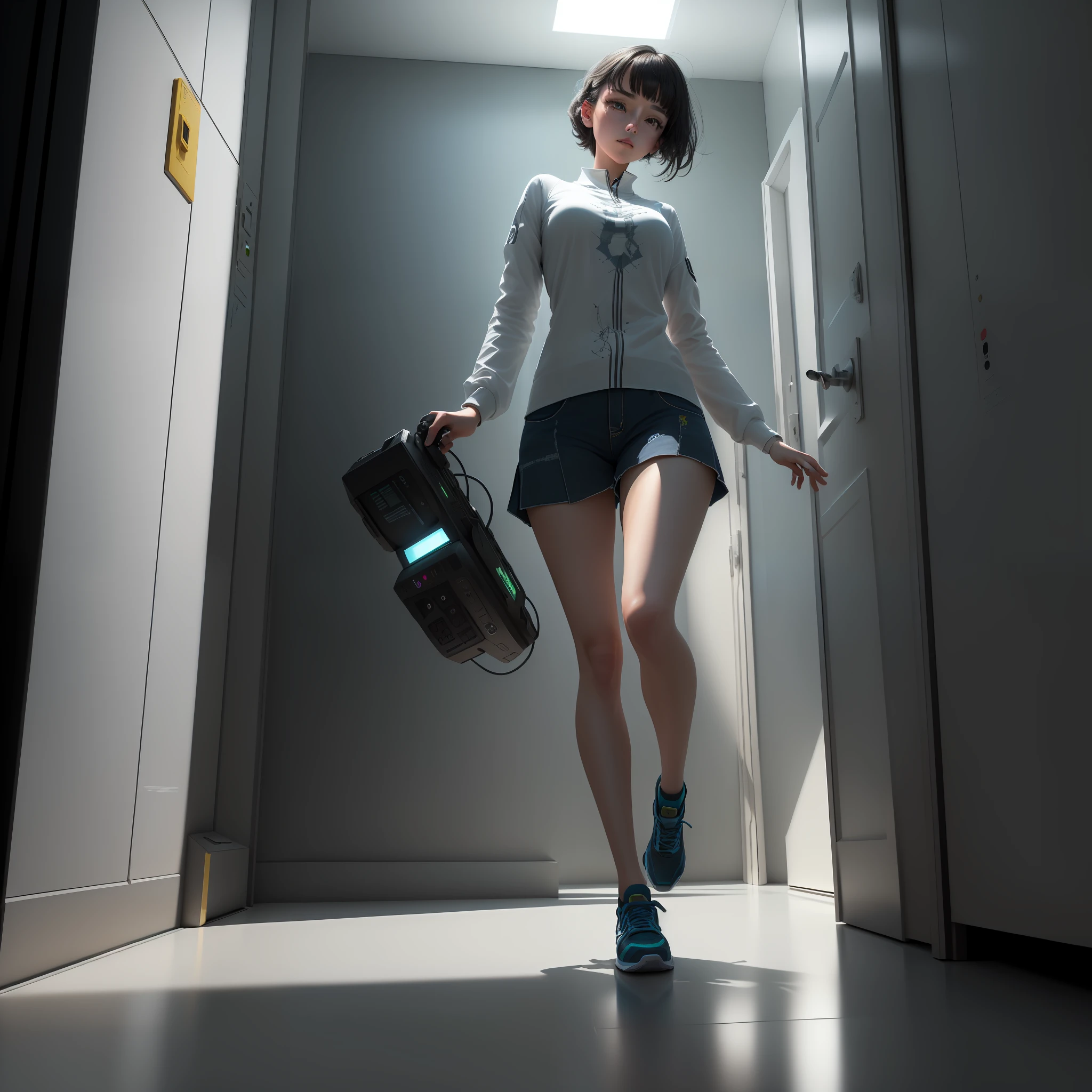 Masterpiece, best quality, (very detailed CG unity 8k wallpaper), (best quality), (best illustration), (best shadow), "I don't belong here, I don't care if it hurts, I want to have control, I want a perfect body, I want a perfect soul, I want you to pay attention, when I'm not around, you are so special, I hope I am special, but I'm a ghost, I'm a weirdo, what the hell am I doing here?" , I don't belong here, oh oh, she ran out the door, she's running", isometric 3D, octane rendering, ray tracing, very detailed