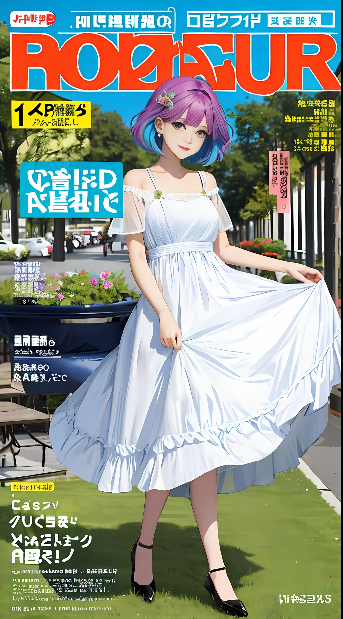 Masterpiece, Superb Style, Spring Dress, Colored Hair, Outdoor, Magazine Cover, Slim, Full Body