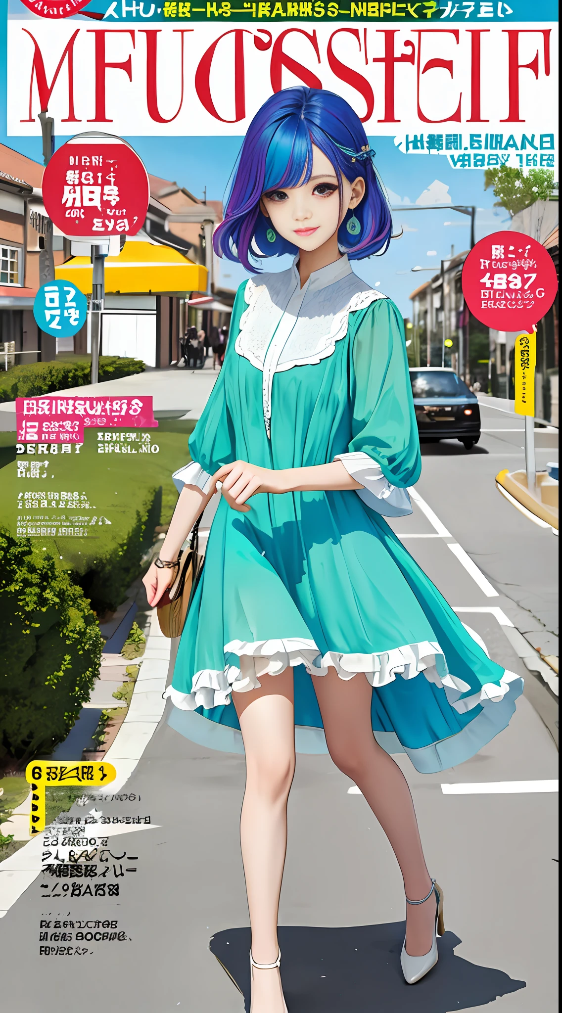 Masterpiece, Superb Style, Spring Dress, Colored Hair, Outdoor, Magazine Cover, Slim, Full Body