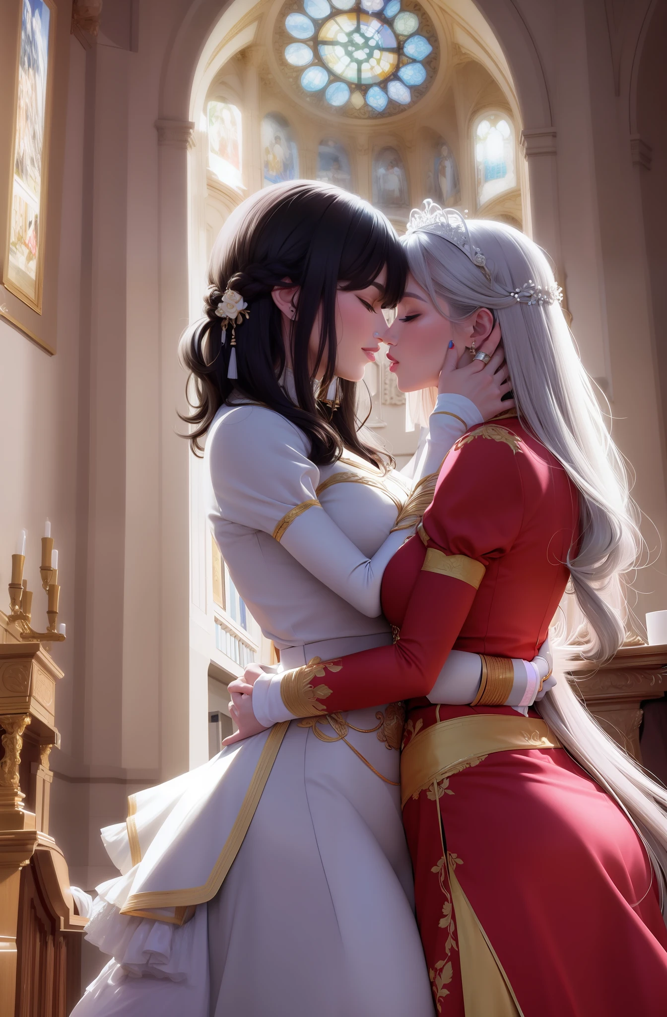 Two beautiful women kissing