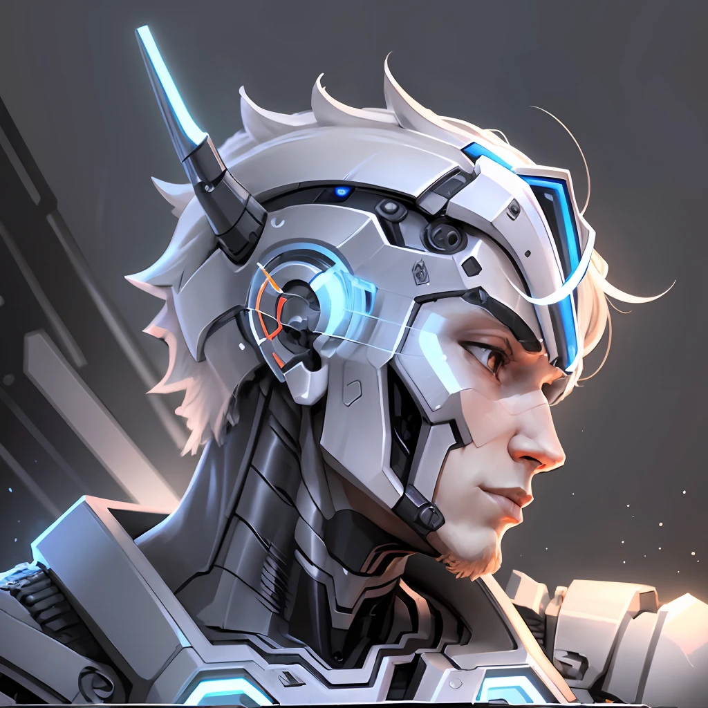 /imagine prompt:((male)) robot humanoid, strong body, profile photo, selfie, portrait, lateral view, more robot than human, ( looking diagonally to the right, adult male form) to the camera, human skin --auto --s2