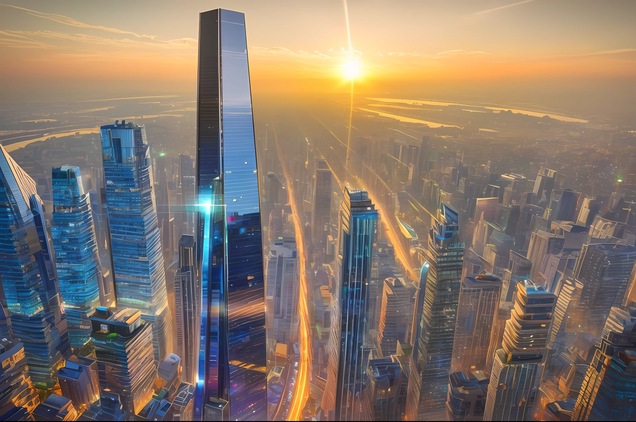 realism style, space, galaxy, ((8K quality)), ((realism)), futuristic city skyscraper, masterpiece, epic, majestic, best quality, very high resolution, 8k, hdr, digital photography, clear beautiful, iridescent, transparent, translucent, reflection, refraction, diffraction, caustic, volumetric light, volumetric shadow, (very detailed and delicate: 1.2), (very detailed and beautiful: 1.2), partially backlit, ( Lighting outside the sunset frame and nearby lighting: 1.3), (realistic lighting: 1.2), (dynamic colors from lighting: 1.2), (complex details: 1.3), hyper-detailed, surreal, (sharp focus: 1.2), (SFW: 1.2),