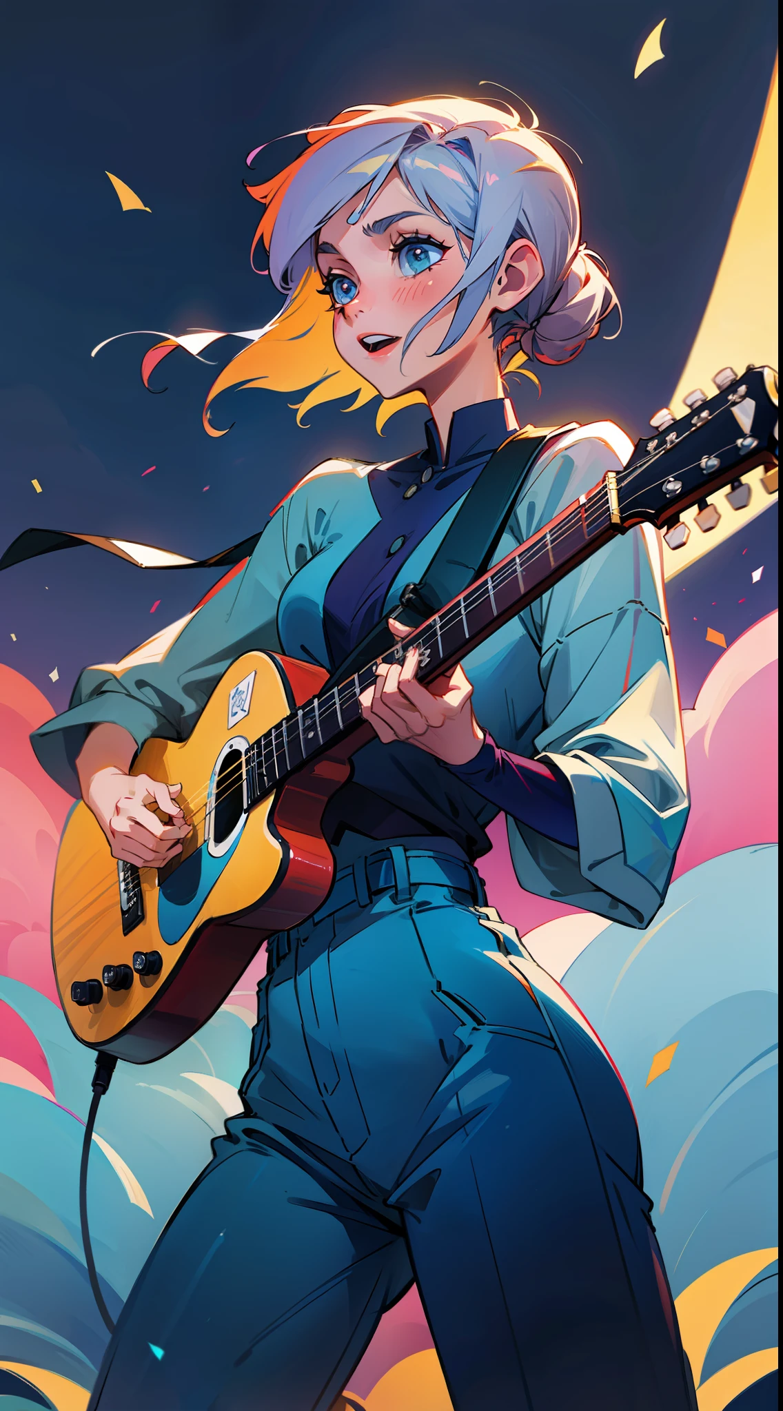 a beautiful singer playing the guitar