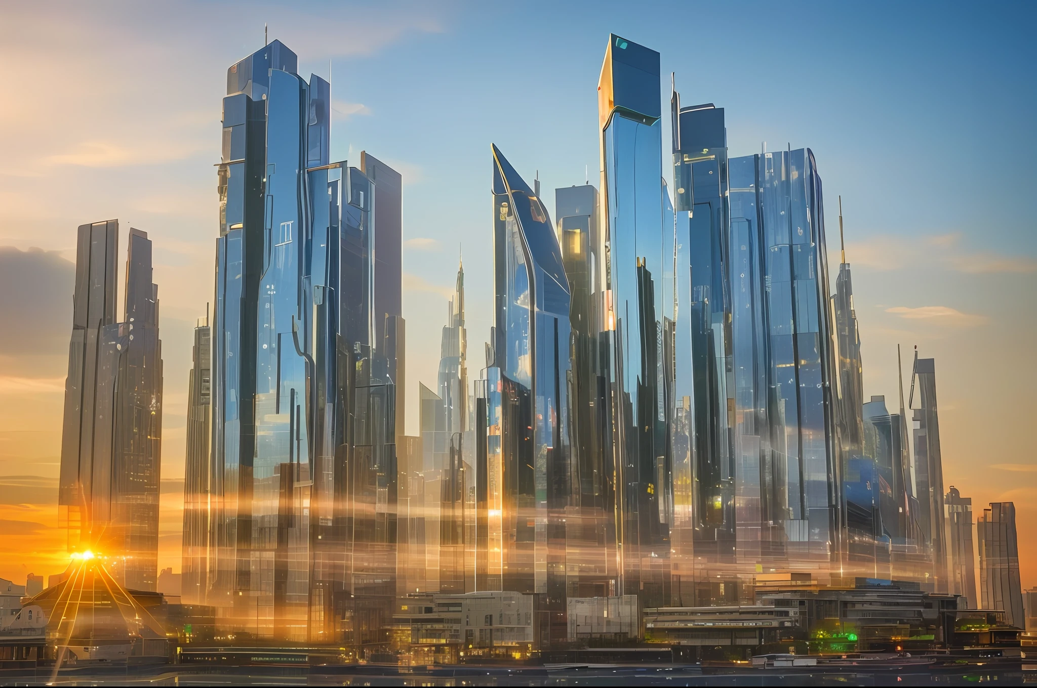 realism style, space, galaxy, ((8K quality)), ((realism)), futuristic city skyscraper, masterpiece, epic, majestic, best quality, very high resolution, 8k, hdr, digital photography, clear beautiful, iridescent, transparent, translucent, reflection, refraction, diffraction, caustic, volumetric light, volumetric shadow, (very detailed and delicate: 1.2), (very detailed and beautiful: 1.2), partially backlit, ( Lighting outside the sunset frame and nearby lighting: 1.3), (realistic lighting: 1.2), (dynamic colors from lighting: 1.2), (complex details: 1.3), hyper-detailed, surreal, (sharp focus: 1.2), (SFW: 1.2),