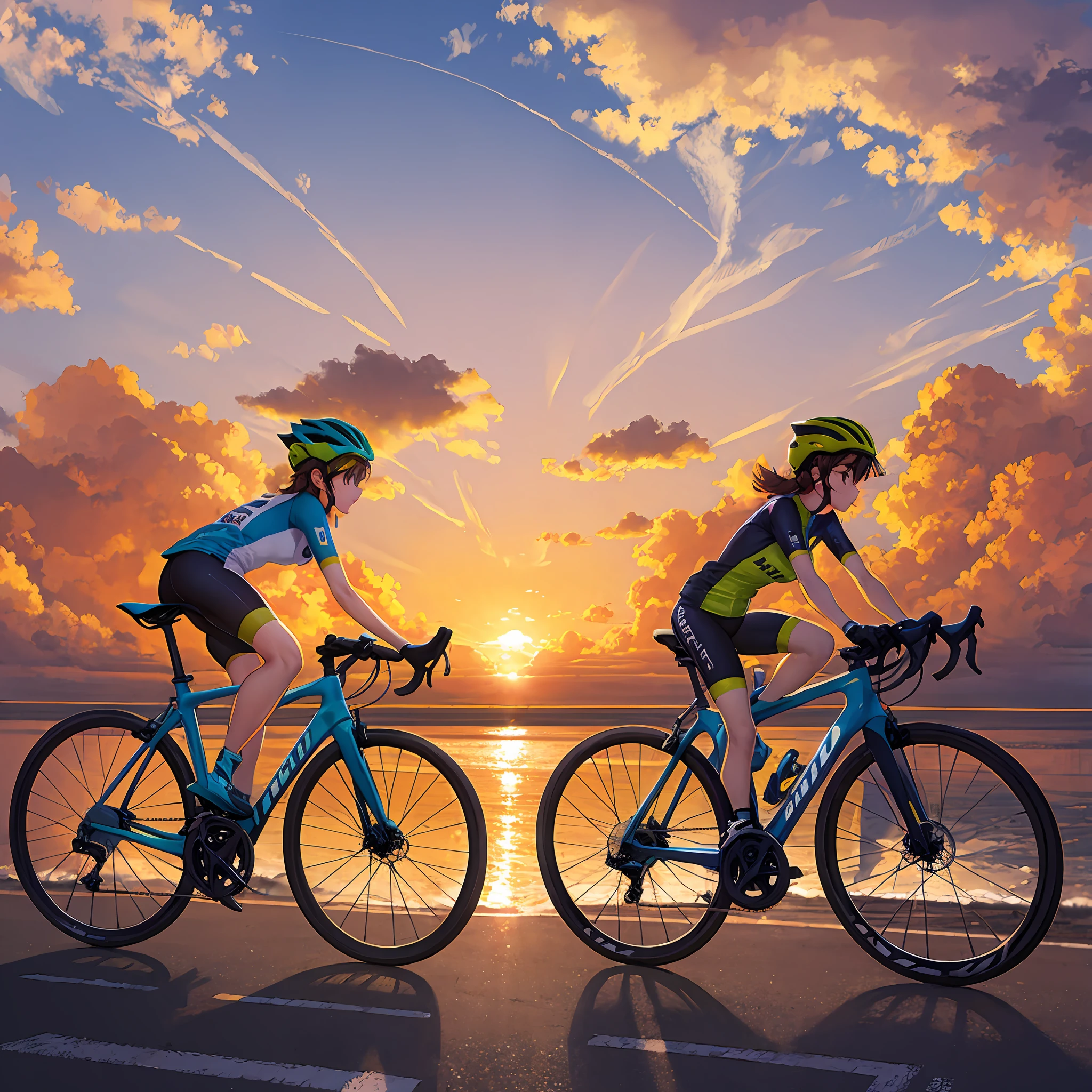 Two cyclists at sunset --auto --s2
