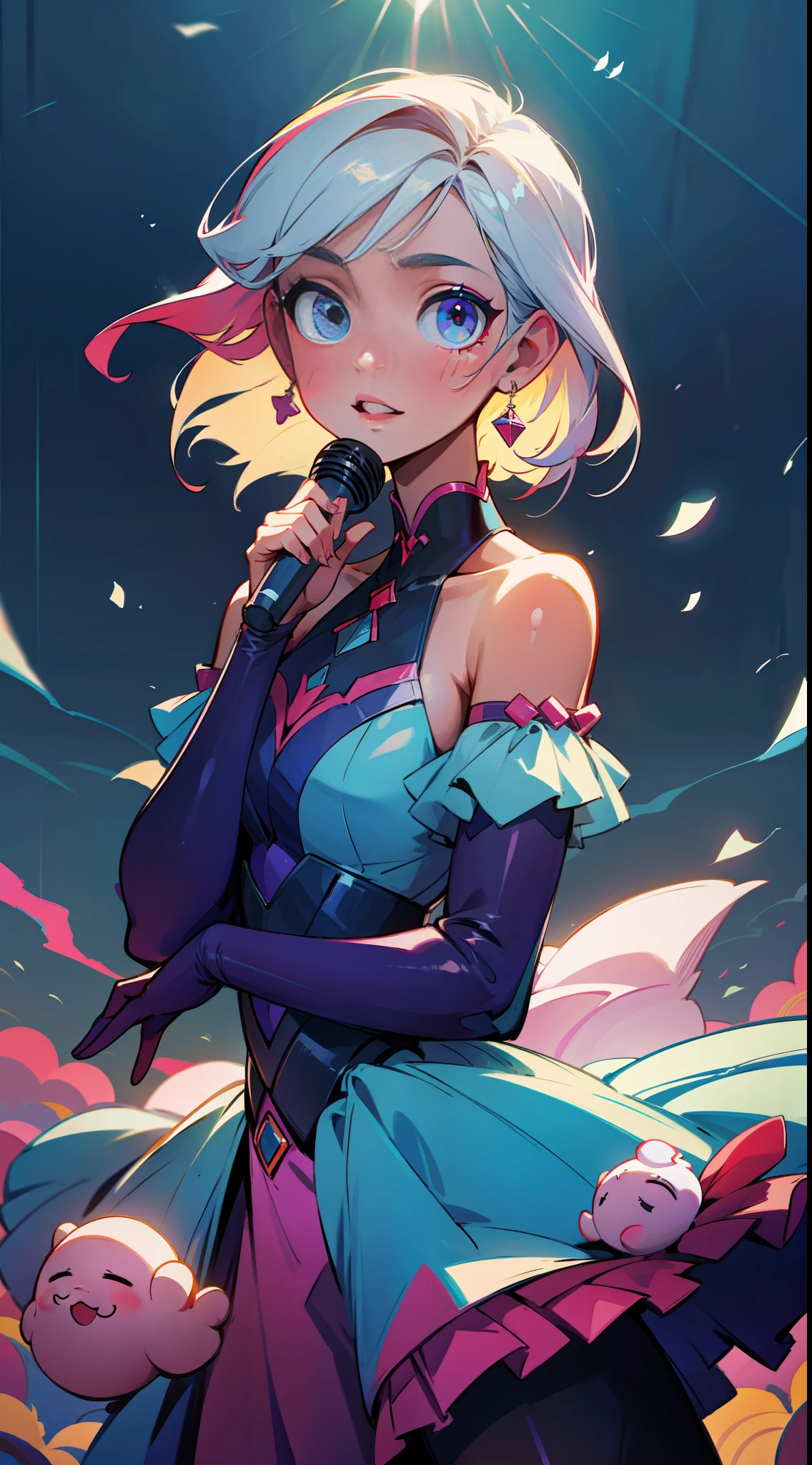 a beautiful singer looking at viewer