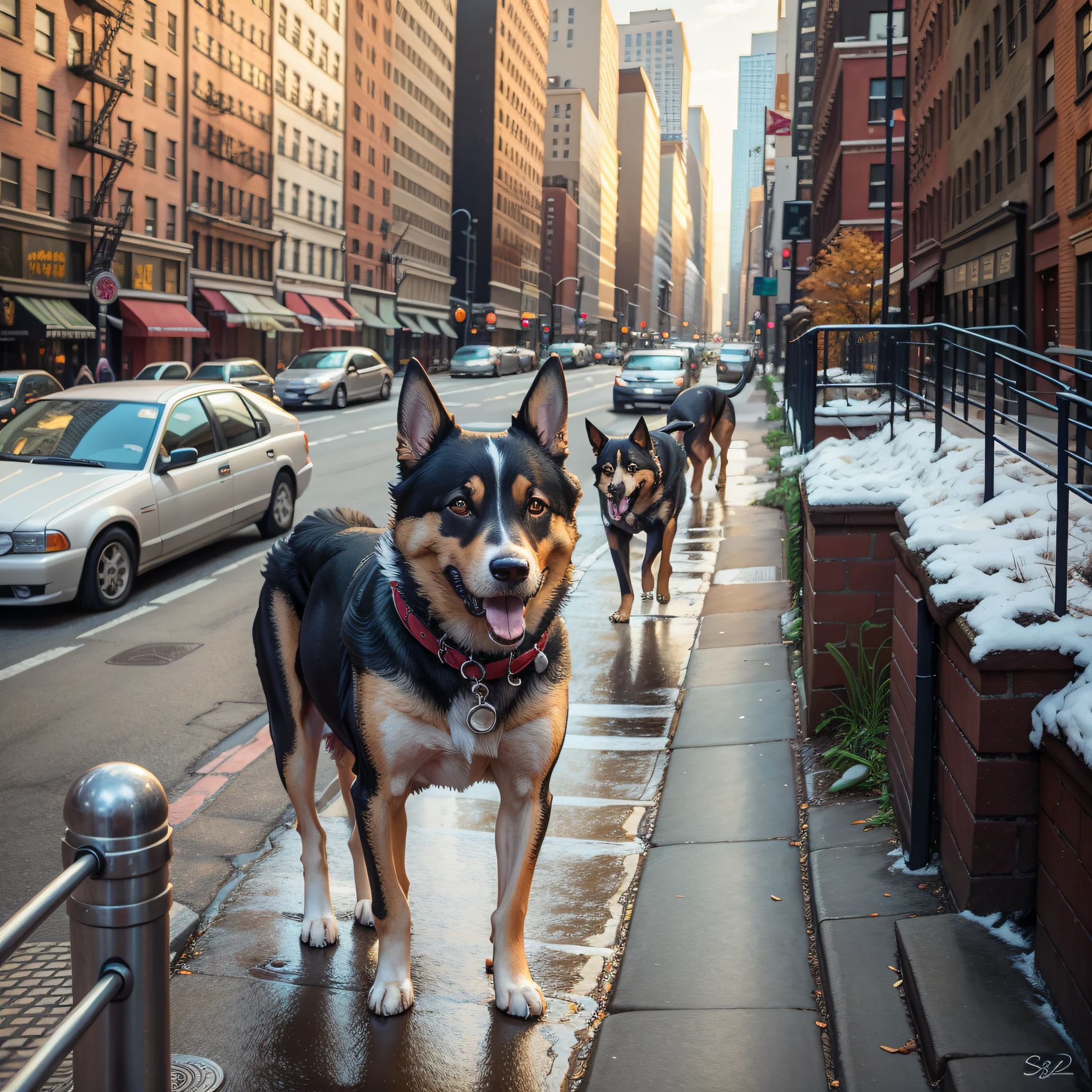 realistic dog in a new york scenery --auto --s2