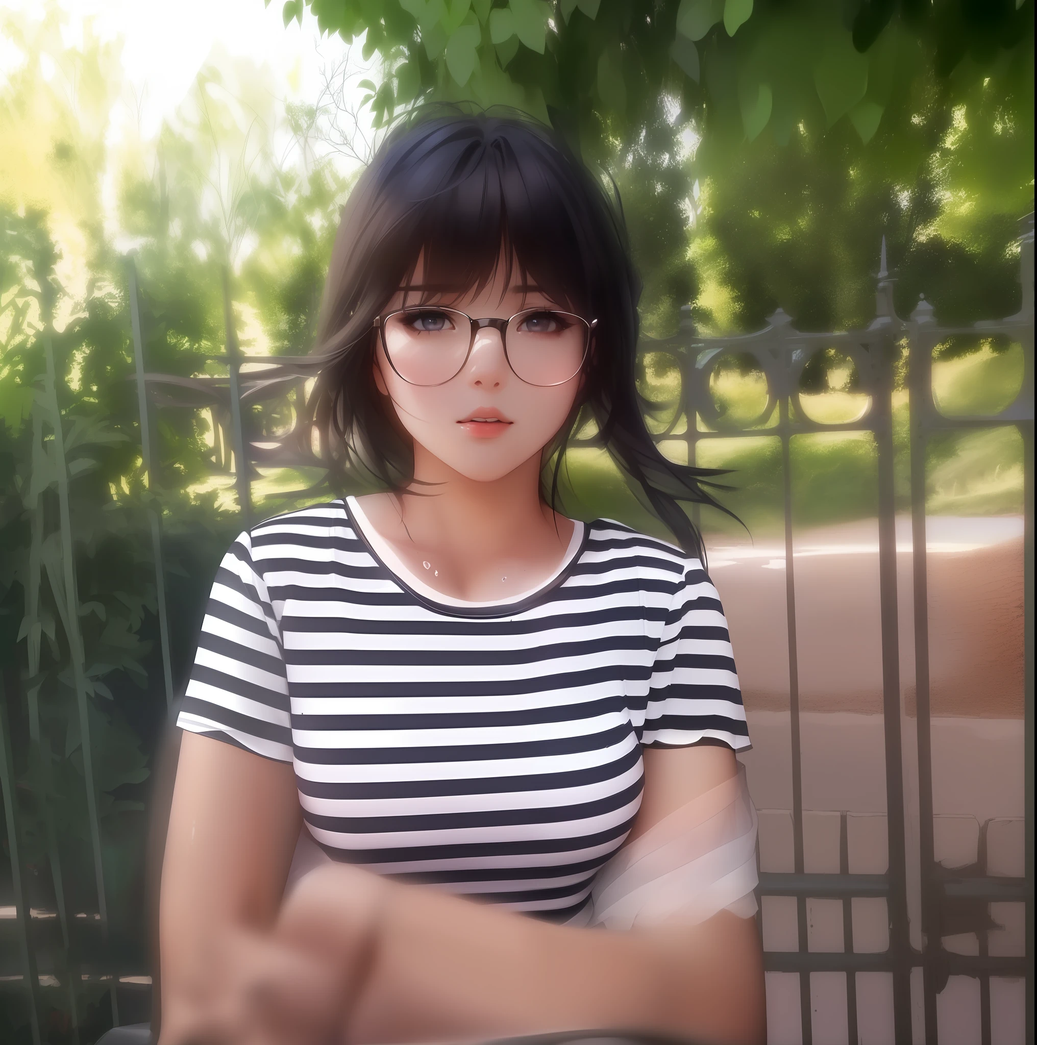 (masterpiece)), ((magnificent art)), ((masterpiece)), Dreamshaper model, a beautiful woman in high school clothes, her body is sculptural model, wearing transparent black pantyhose up to her knees, her face is beautiful and hyper detailed, her eyes are sweet and vibrant, her long waist length hair scattered in the wind, her skin and silky and shiny with sweaty appearance, Adobe Illustration, Trand on Artstation, 8K, hd, UHD, Lighting by REMBRADT, -