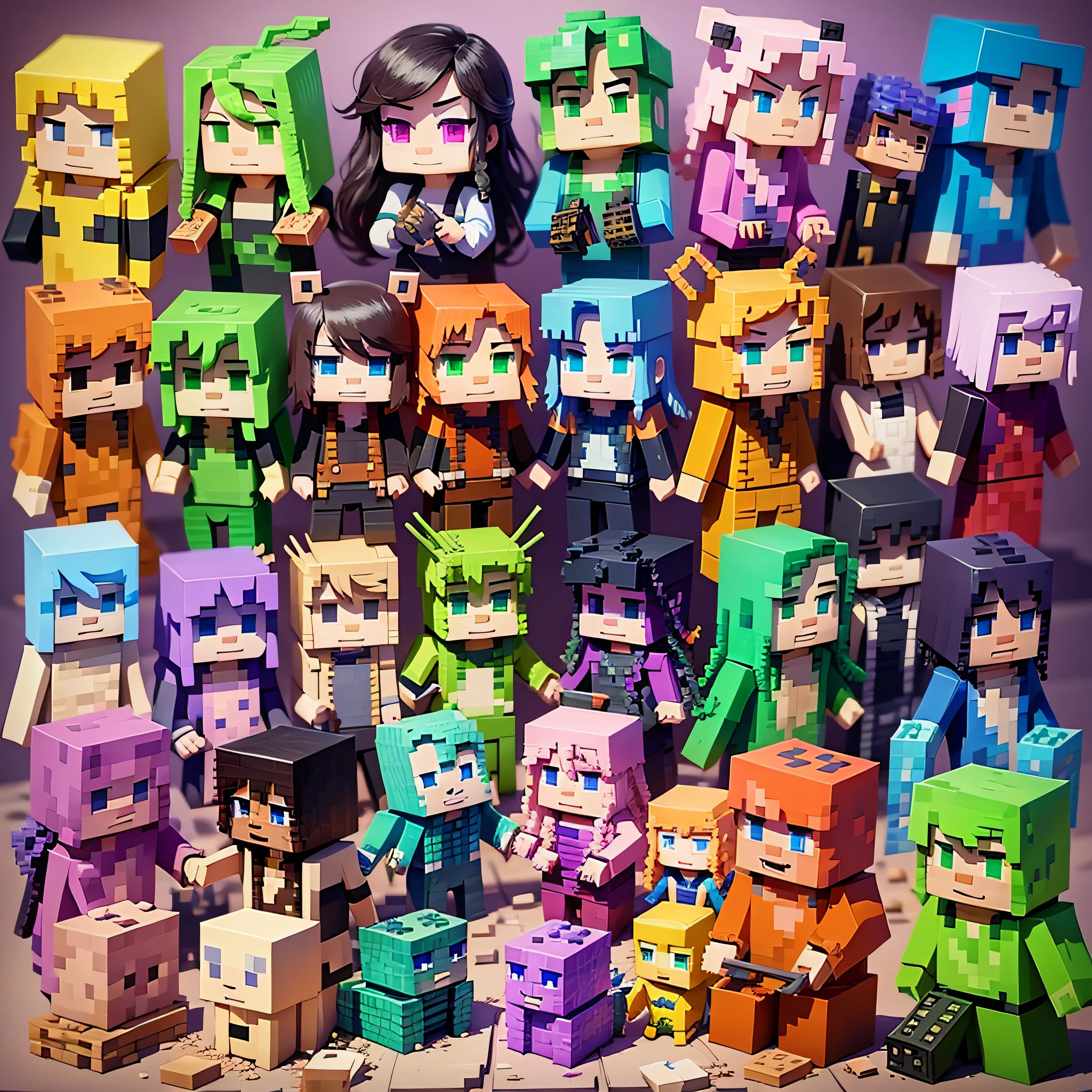Create image of colorful minecraft characters --auto --s2