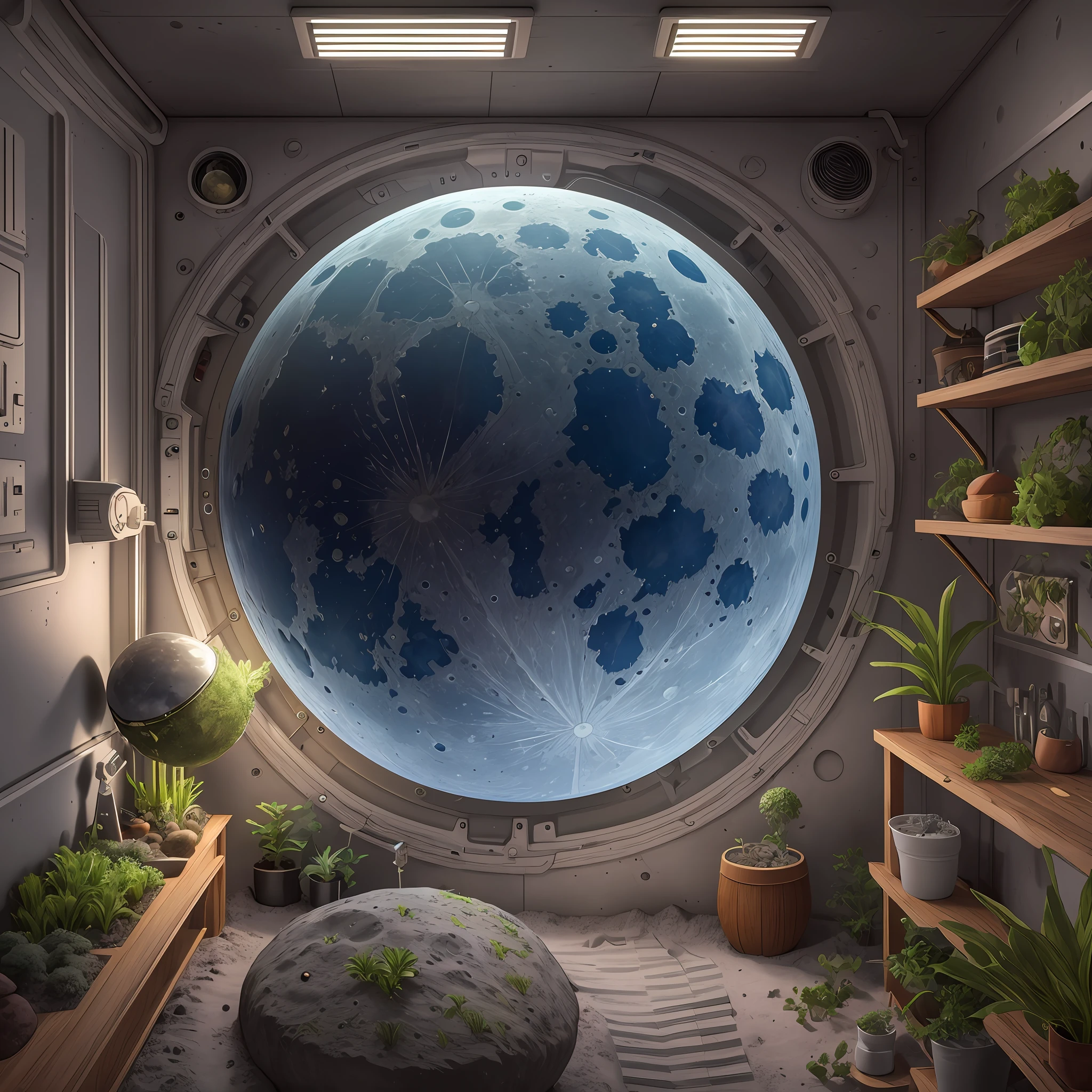 "Realistic and ultra-realistic, lush and detailed lunar vegetation, astronauts can be seen growing vegetables on the Moon, impactful, dynamic and interesting, better quality, perfect lighting, precise shadows, engaging and realistic atmosphere." --auto --s2