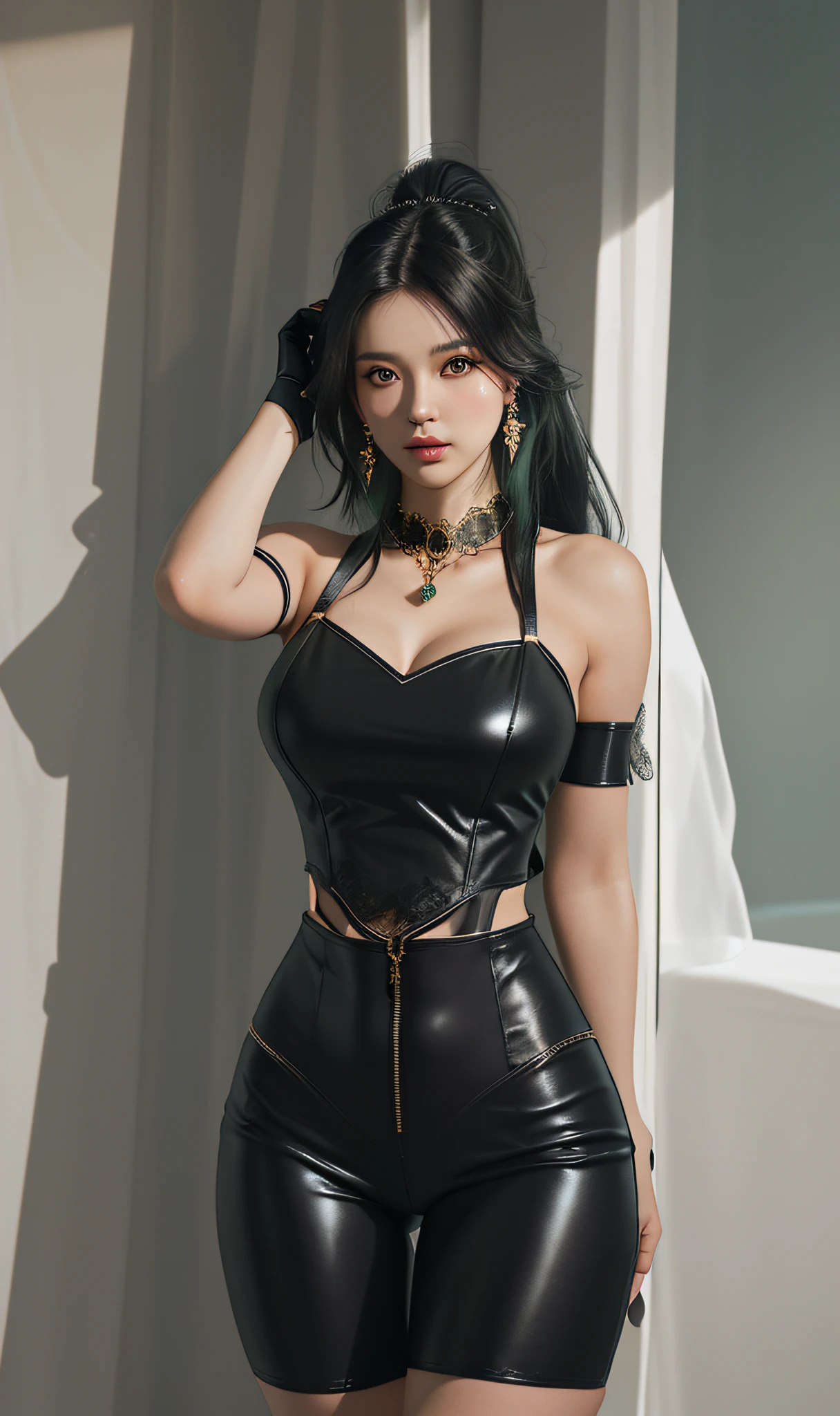 high detailed, 8k, highres, 1girl, 1boy, large,, corneo_cowgirl, riding, squatting, vaginal, cum in, lips, jewelry, earrings, makeup, eyelashes, earrings, collarbone, collar, looking at viewer, (large breasts, thick thighs, thigh gap, wide hips, toned body),, ulzzang-6500, ultra realistic 8k cg, unparalleled masterpiece, absurdres, extraordinary, incredible, exquisite, sensational, perfect artwork, perfect female figure, perfect anatomy, unique, sexy, very long hair, blonde, multicolored hair, large breasts, looking at viewer, aesthetic, spectacular, splendid, superb, grand, astounding, stunning, magnificent, elegant, graceful, luxury, jewelry, gem, glint, beautiful, gorgeous, charismatic, charming, alluring, erotic, seductive, gothic, fantasy, divine, clean, rich, prestige, fantastic, supreme, apex, paramount, goddess, lace, lace trim, delicate pattern, shiny skin, gold, royal, queen, supernatural, phenomenal, fabulous, marvelous, stupendous, terrific, ((nsfw, breasts out, nude, thick thighs, wide hips, toned body)),, high detailed, 8k, highres, (k/da all out kai'sa), league of legends, k/da \(league of legends\), 1girl, black hair, multicolored hair, long hair, very long hair, ponytail, long ponytail, streaked hair, green hair, two-tone hair, purple eyes, lips, jewelry, earrings, makeup, bare shoulders, crop top, black crop top, collarbone, collar, shiny clothes, detached sleeves, crystals, gloves, elbow gloves, single fingerless glove, midriff, looking at viewer, (large breasts, thick thighs, wide hips, toned body, )