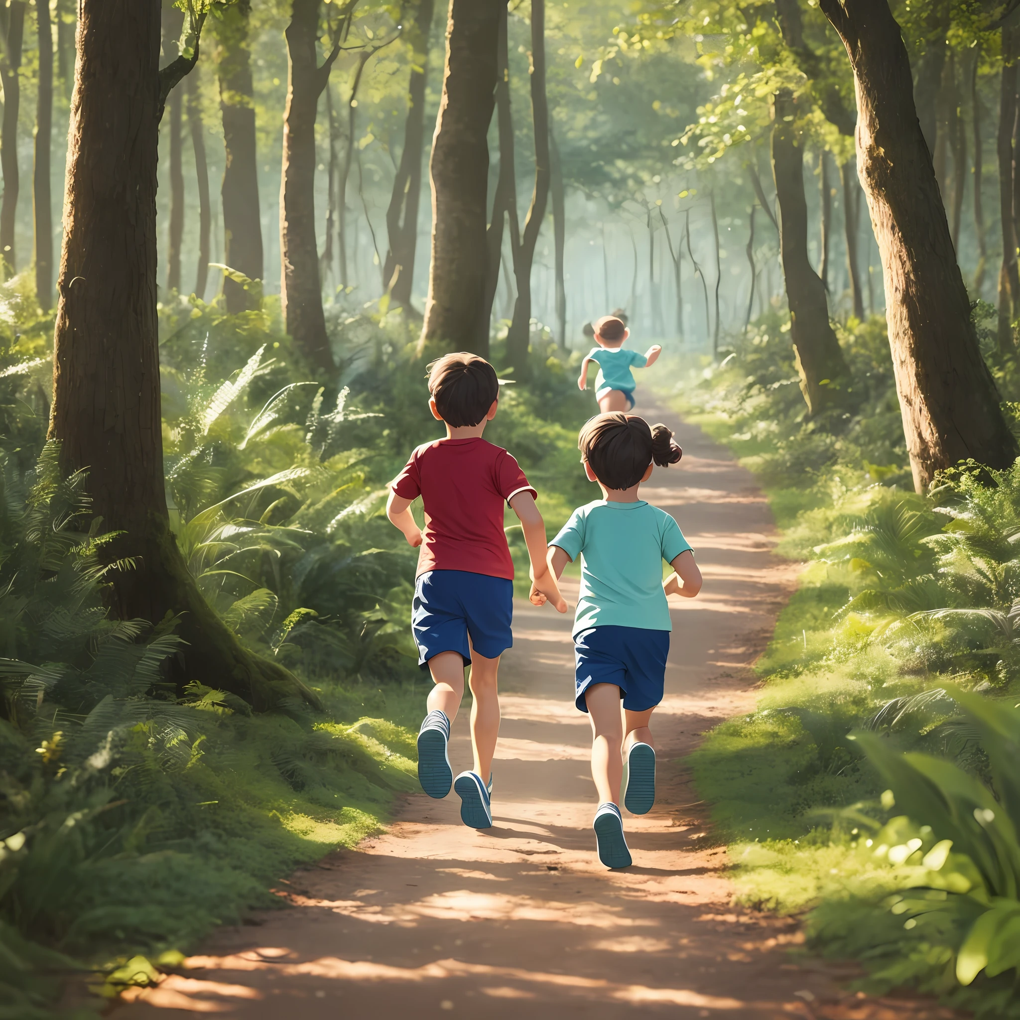 Two Disney-style children, running in a forest --auto --s2