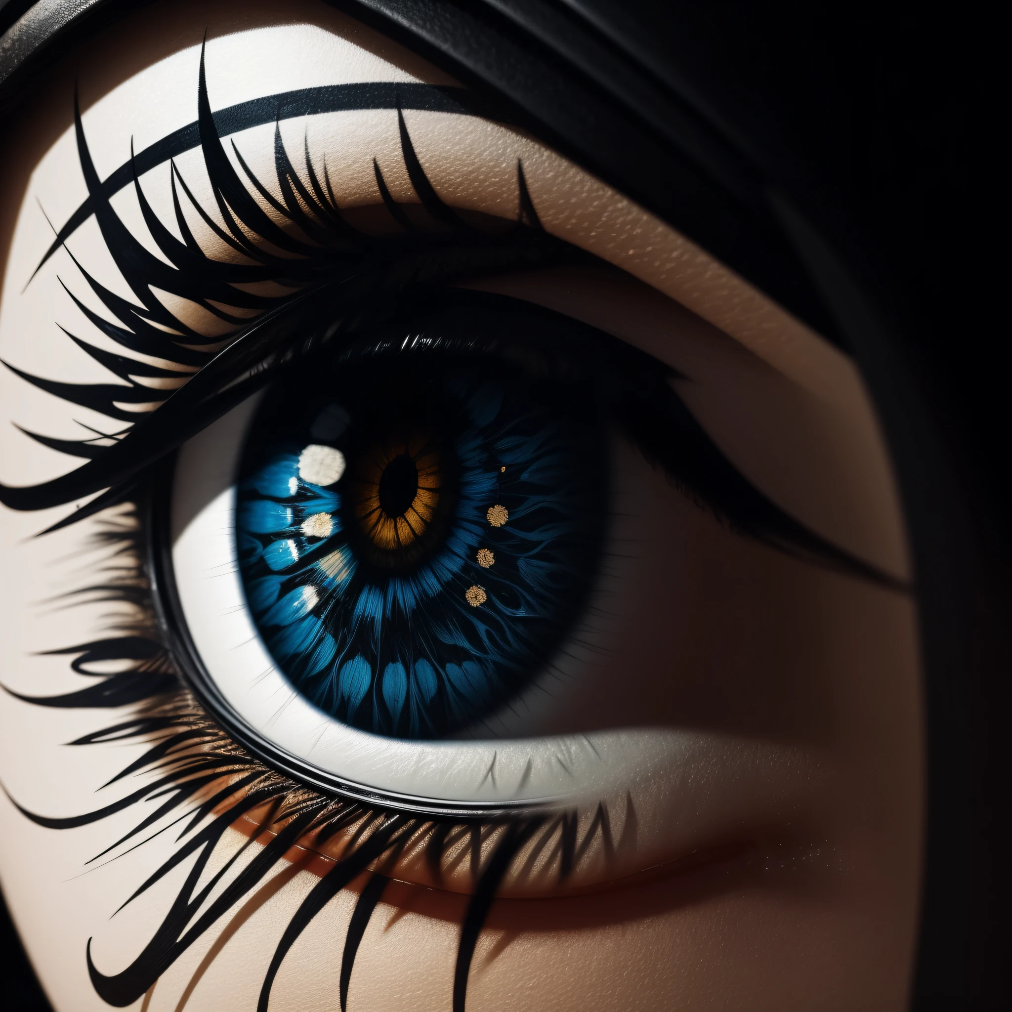 masterpiece, calligraphy art, calligraphy, modern art, brush strokes, intricate eye macro, close up, natural skin, surreal, fashion photography, abstract, absurd resolution