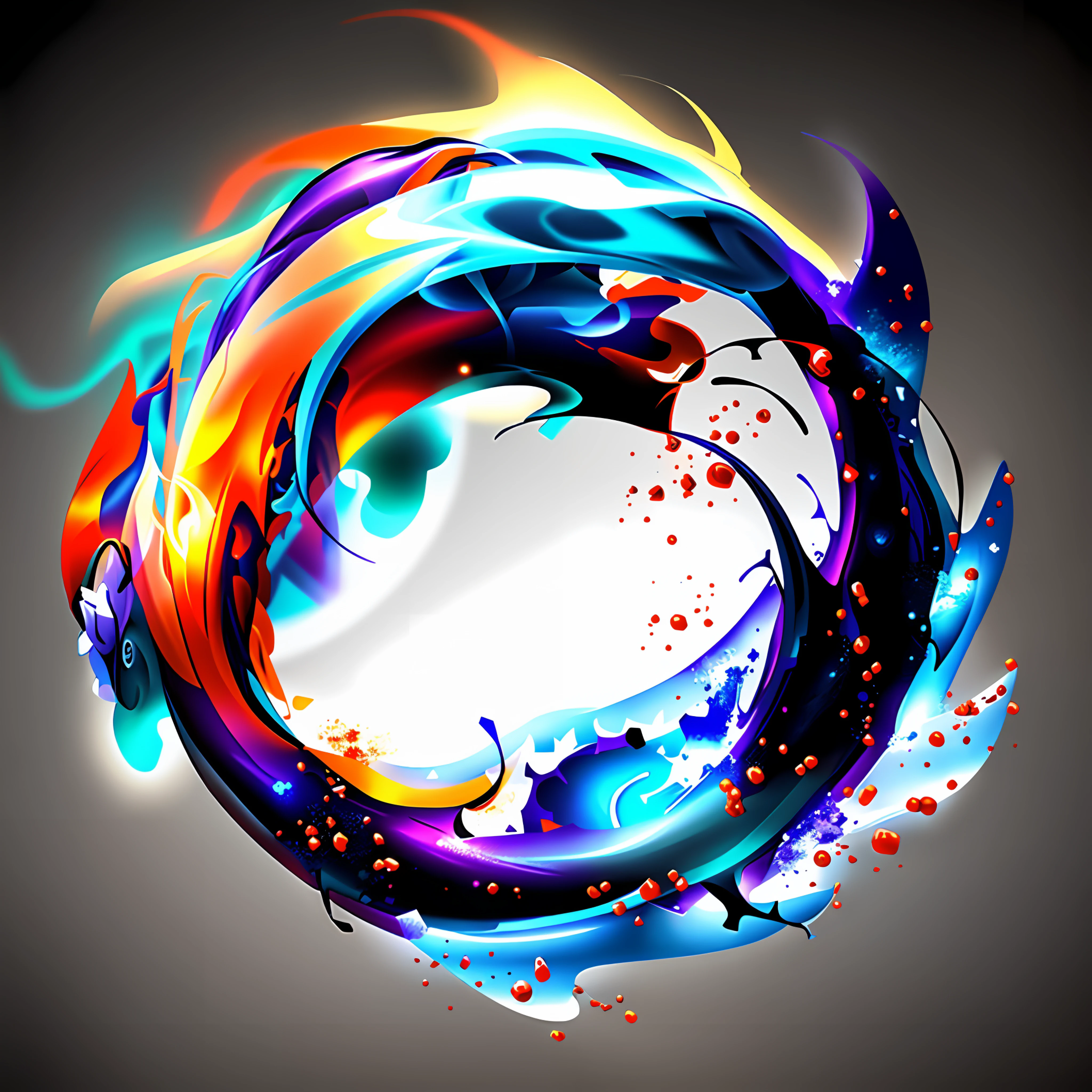 a close up of a person on a surfboard riding a wave, orange fire/blue ice duality!, energy flows of water and fire, fire and water, amazing, fire and ice, photoshop water art, liquid fire, orange and blue colors, ice and fire, flame vortex, strong blue and orange colors, flame colors bright, fan art, yin yang, GlowingRunesAI_purple