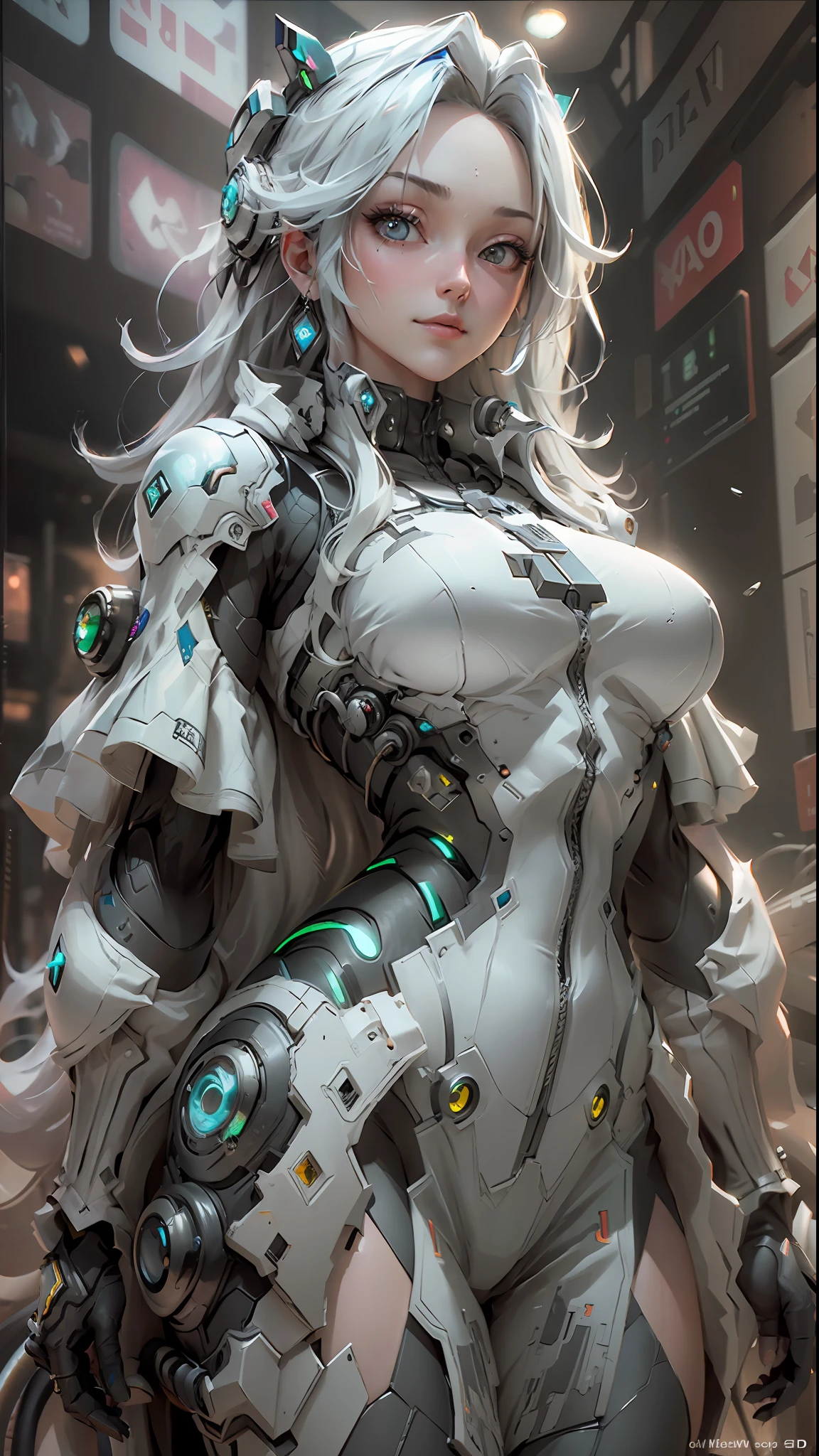 ((Best quality)), ((masterpiece)), (detailed:1.4), 3D, an image of a beautiful cyberpunk female,HDR (High Dynamic Range),Ray Tracing,NVIDIA RTX,Super-Resolution,Unreal 5,Subsurface scattering,PBR Texturing,Post-processing,Anisotropic Filtering,Depth-of-field,Maximum clarity and sharpness,Multi-layered textures,Albedo and Specular maps,Surface shading,Accurate simulation of light-material interaction,Perfect proportions,Octane Render,Two-tone lighting,Wide aperture,Low ISO,White balance,Rule of thirds,8K RAW,