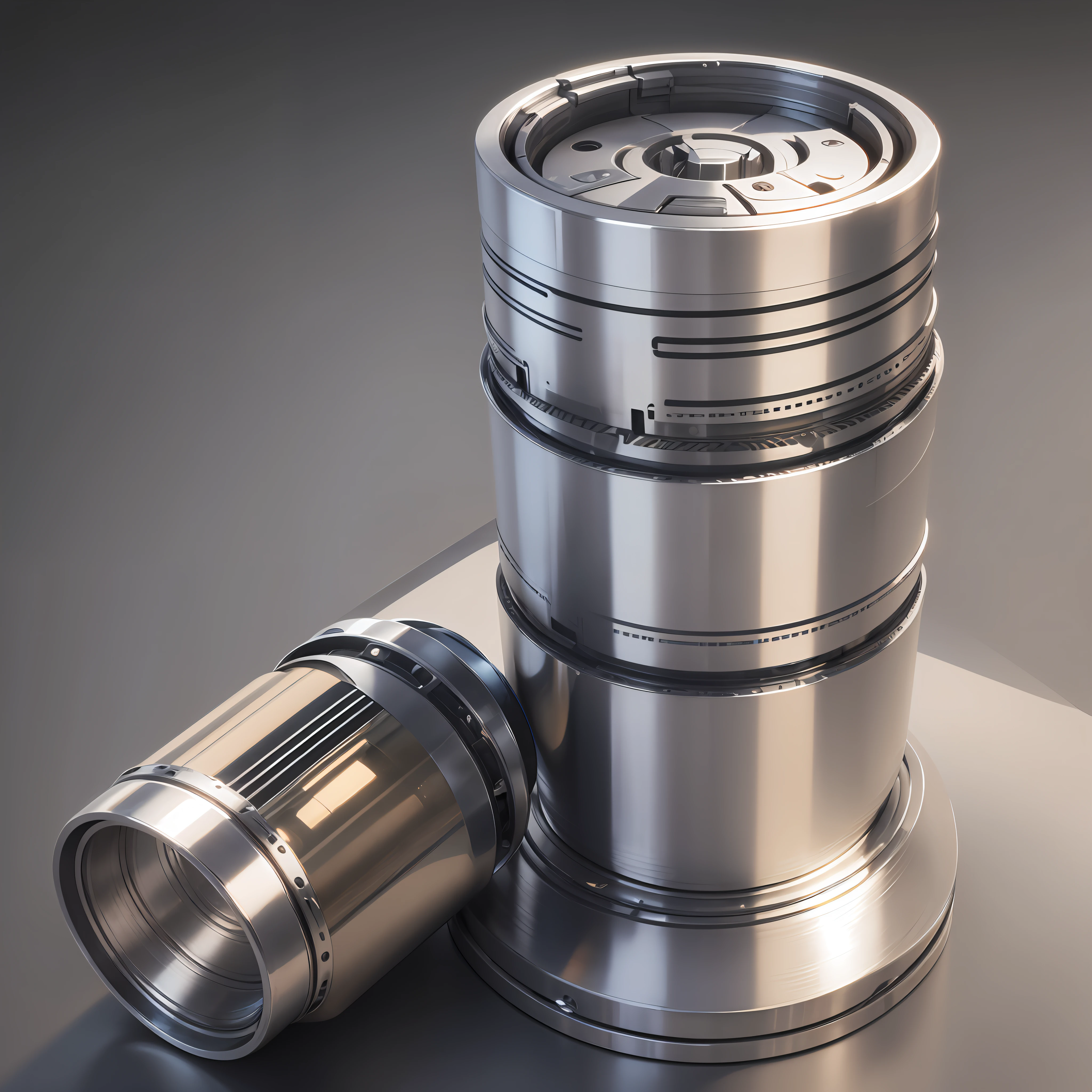I want a cylindrical 3D part with stainless steel appearance --auto --s2