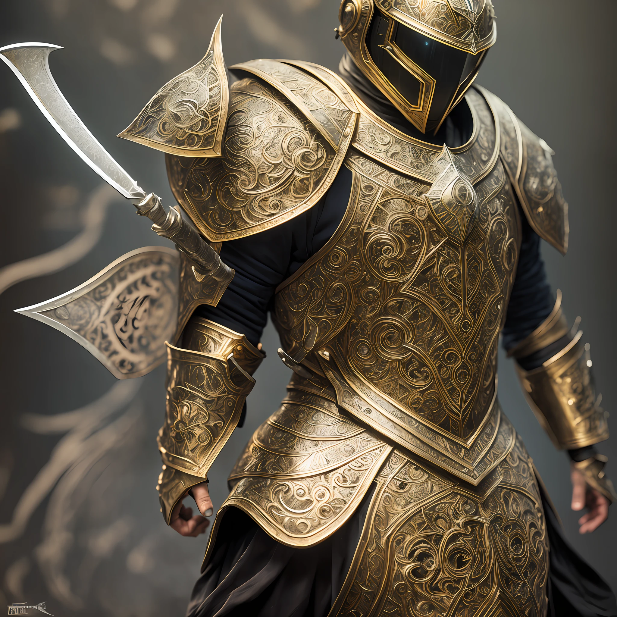 (Realism: 1.3), Intricate Details, Painting \ (Work of Art), ((Masterpiece, Best Quality)), ((Cinema Light)), Jellyfish, Horror, Lighting, Dark Fantasy \ (Style), Detailed Armor, Detailed Helmet, Detailed Sword