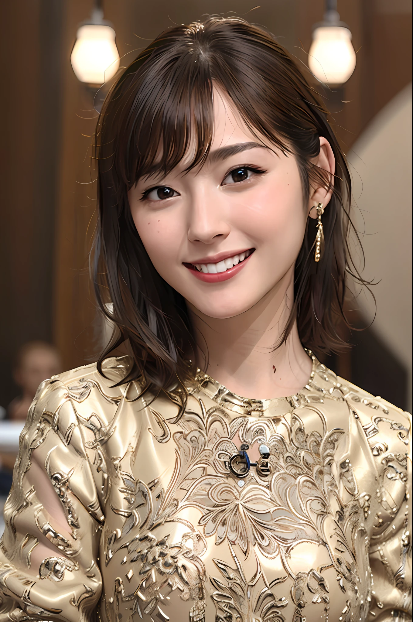 Top quality, masterpiece, ultra high resolution, (photorealistic: 1.4), highly detailed, professional lighting smile, short hair,